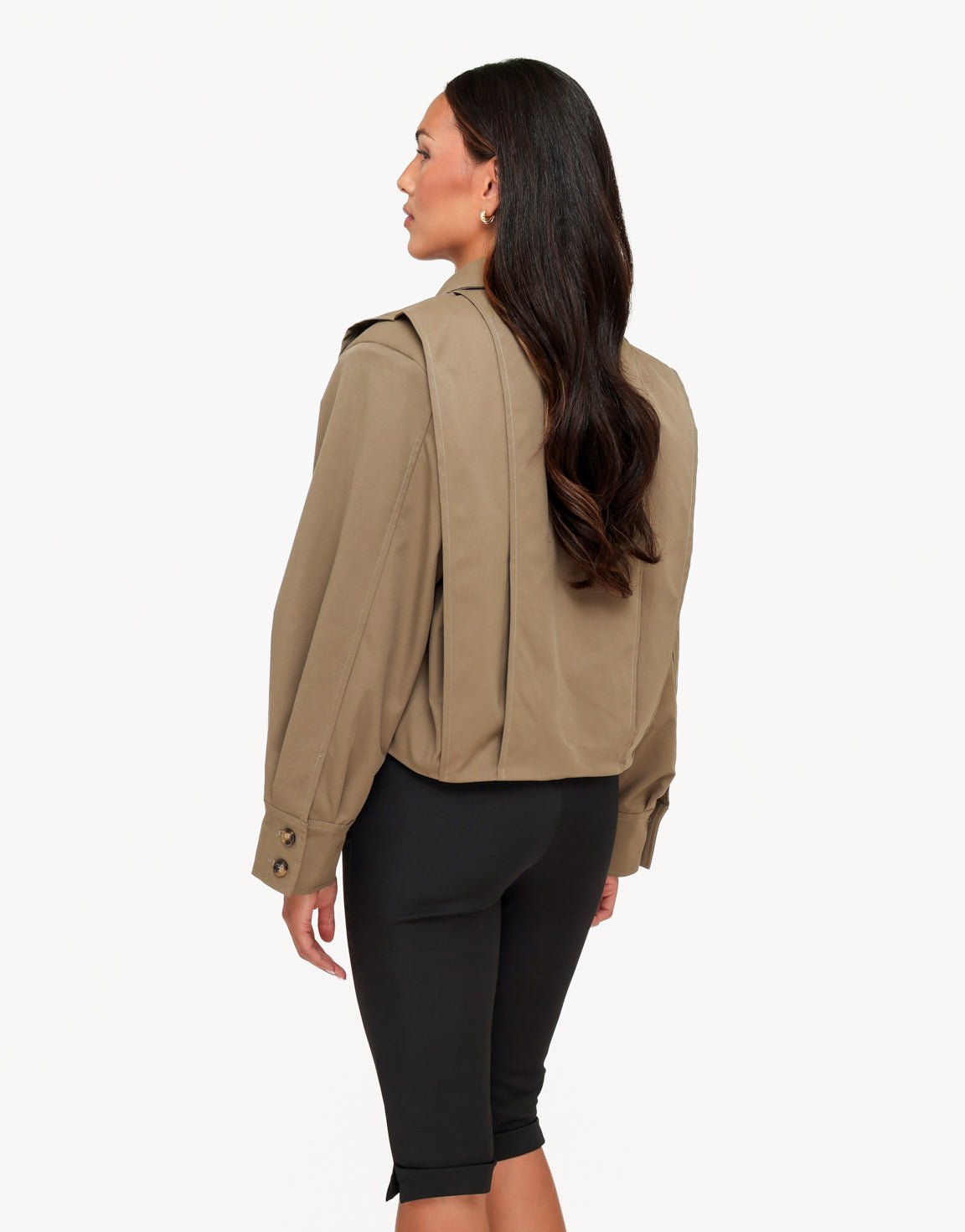 Khaki Korte Ballonmouwen Trench - Jas
