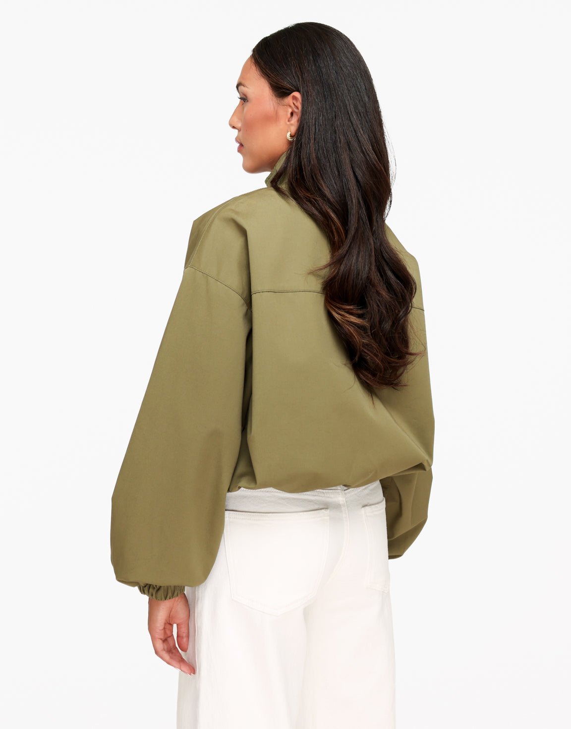 Khaki Puffy Elastische Onderkant - Jas