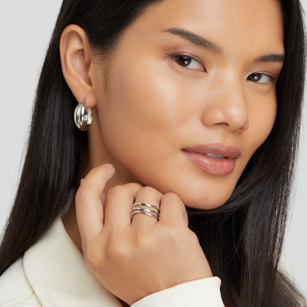 Elegante gelaagde ring van zilver
