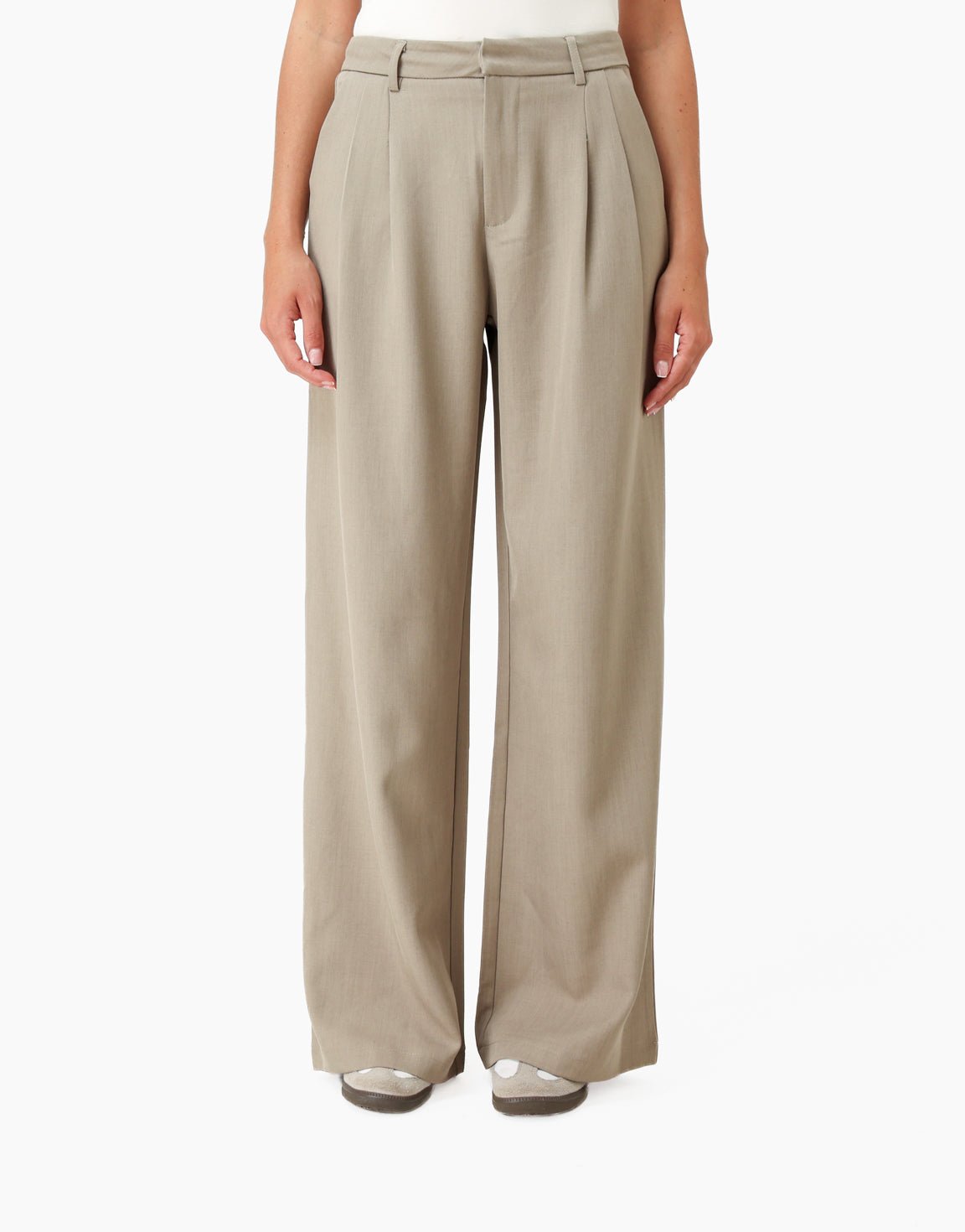 Licht Taupe Wijde Pasvorm - Pantalon