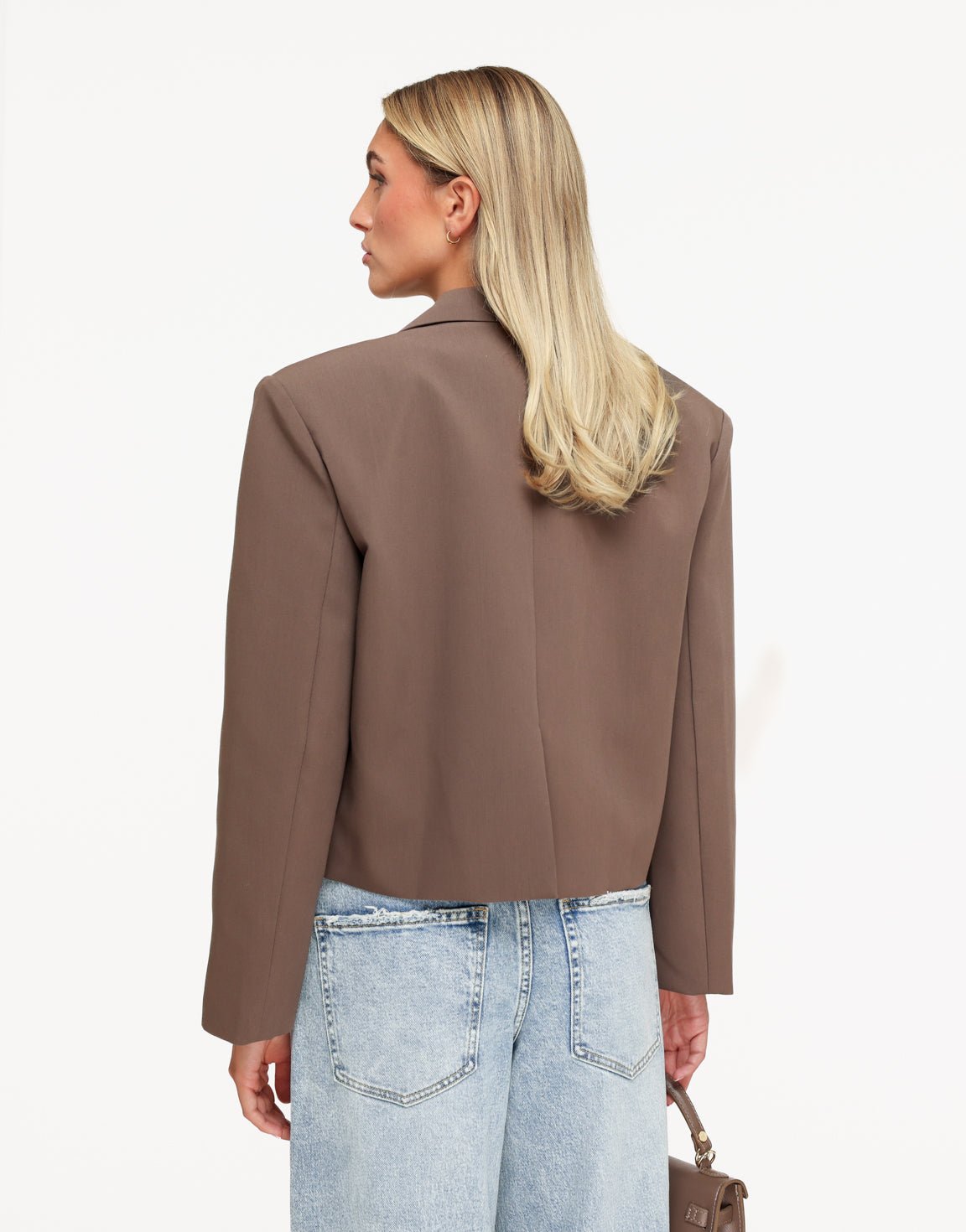 Lichtbruine Cropped V-Hals - Blazer