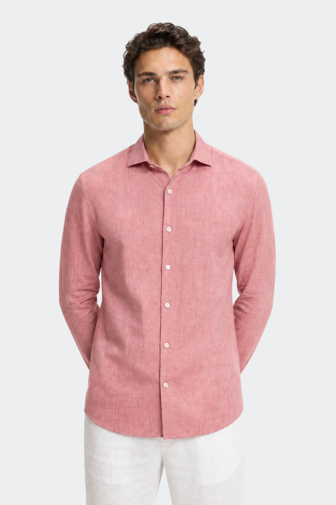 Linnen Overhemd Heren Relaxed Fit Spread Collar