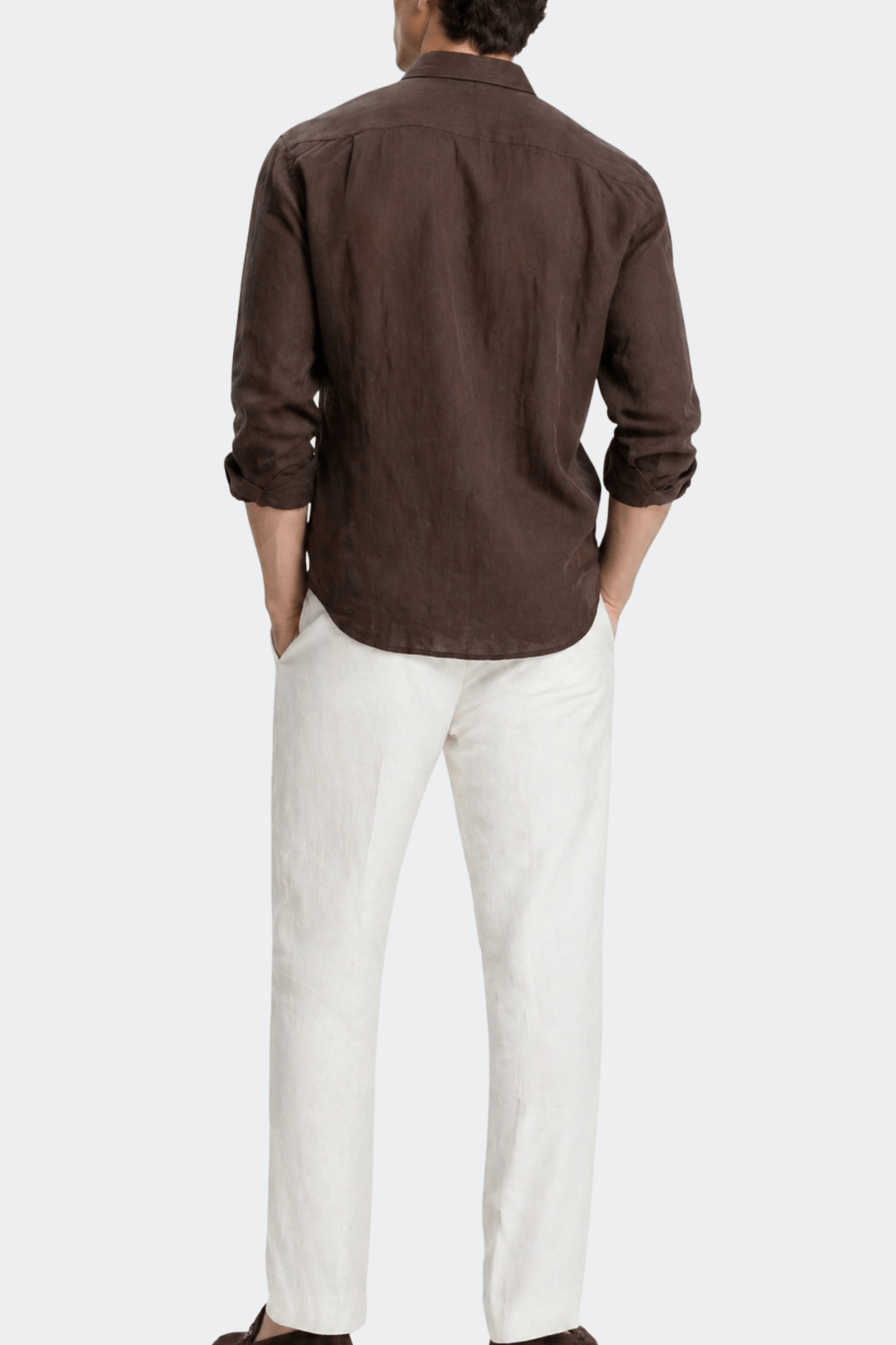 Linnen Overhemd Heren Relaxed Fit Spread Collar