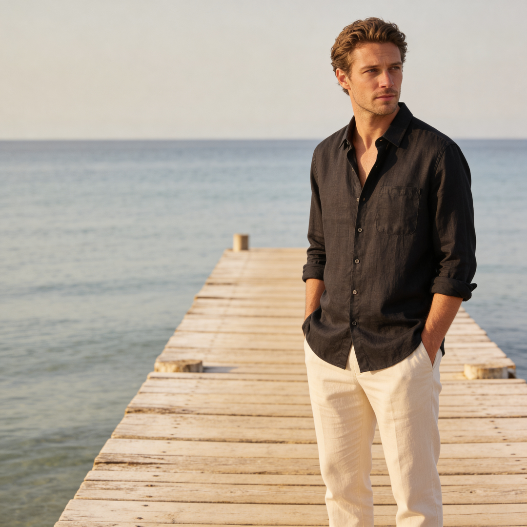 Linnen Shirt Heren Lange Mouwen Casual Zomer