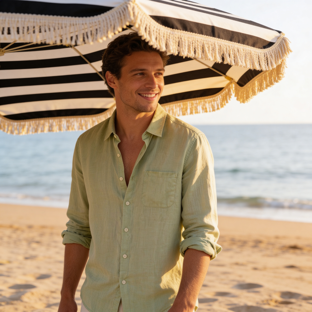 Linnen Shirt Heren Lange Mouwen Casual Zomer