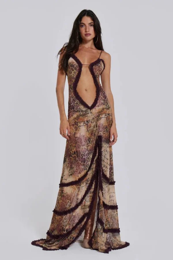 Maxi Jurk Dames Lange Mouwen Mesh Casual