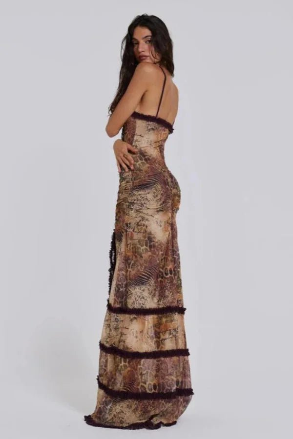 Maxi Jurk Dames Lange Mouwen Mesh Casual