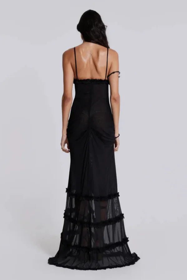 Maxi Jurk Dames Lange Mouwen Mesh Casual