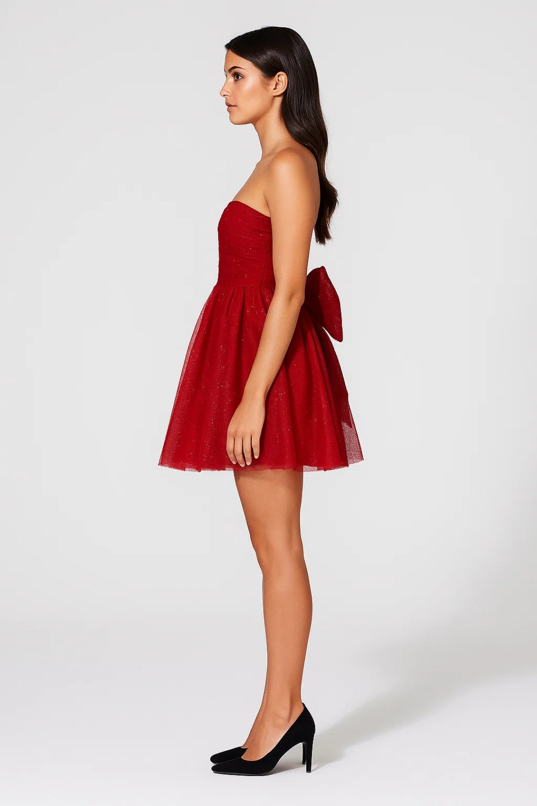 Mini Jurk Dames Strapless Tule Volumineus Feest