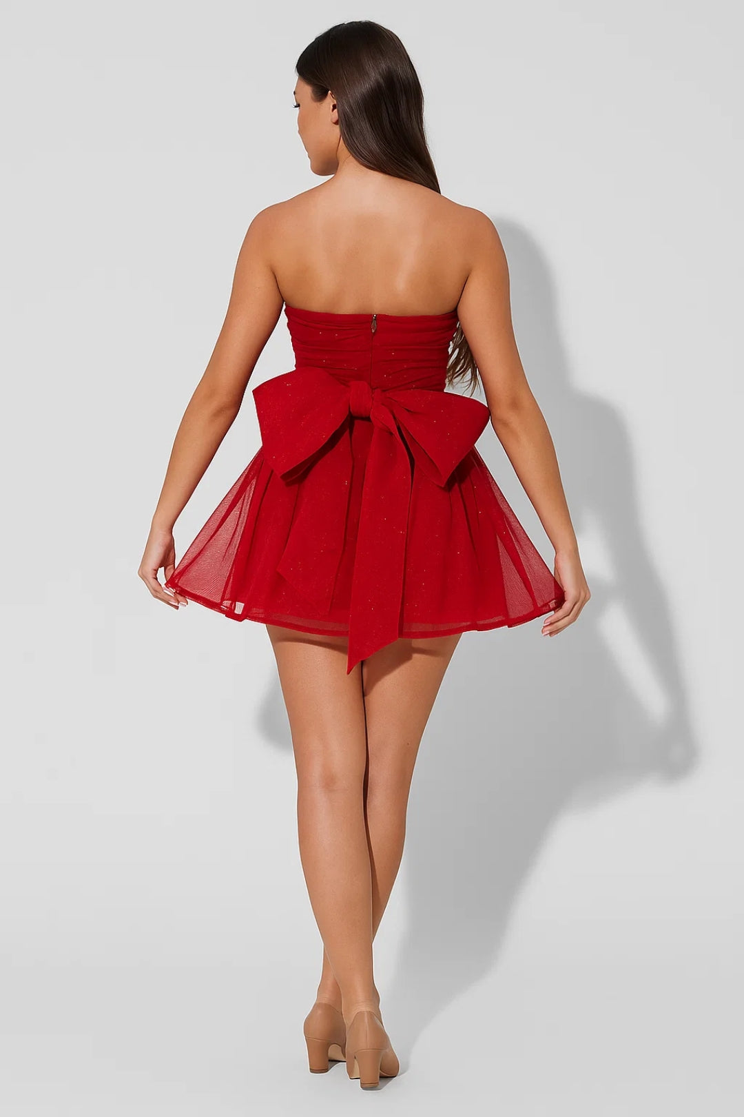 Mini Jurk Dames Strapless Tule Volumineus Feest