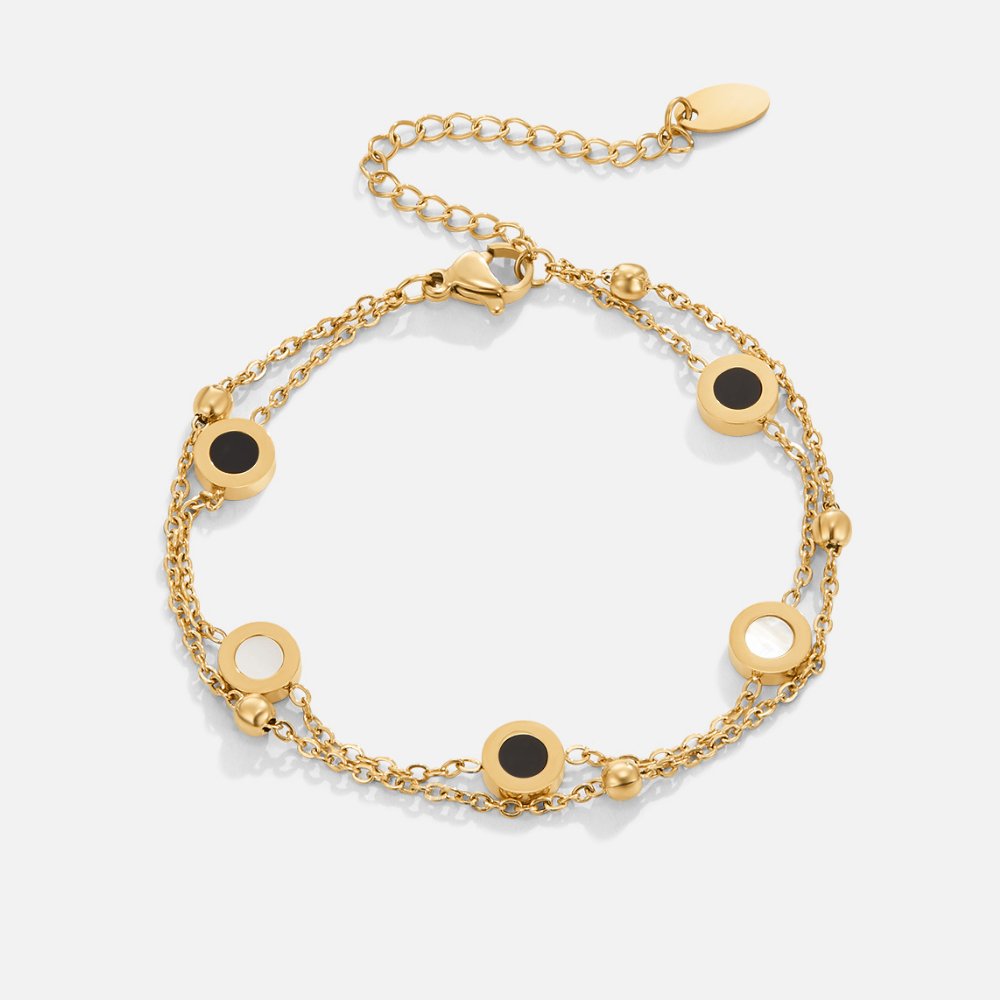 Elegante onyx en witte steen armband