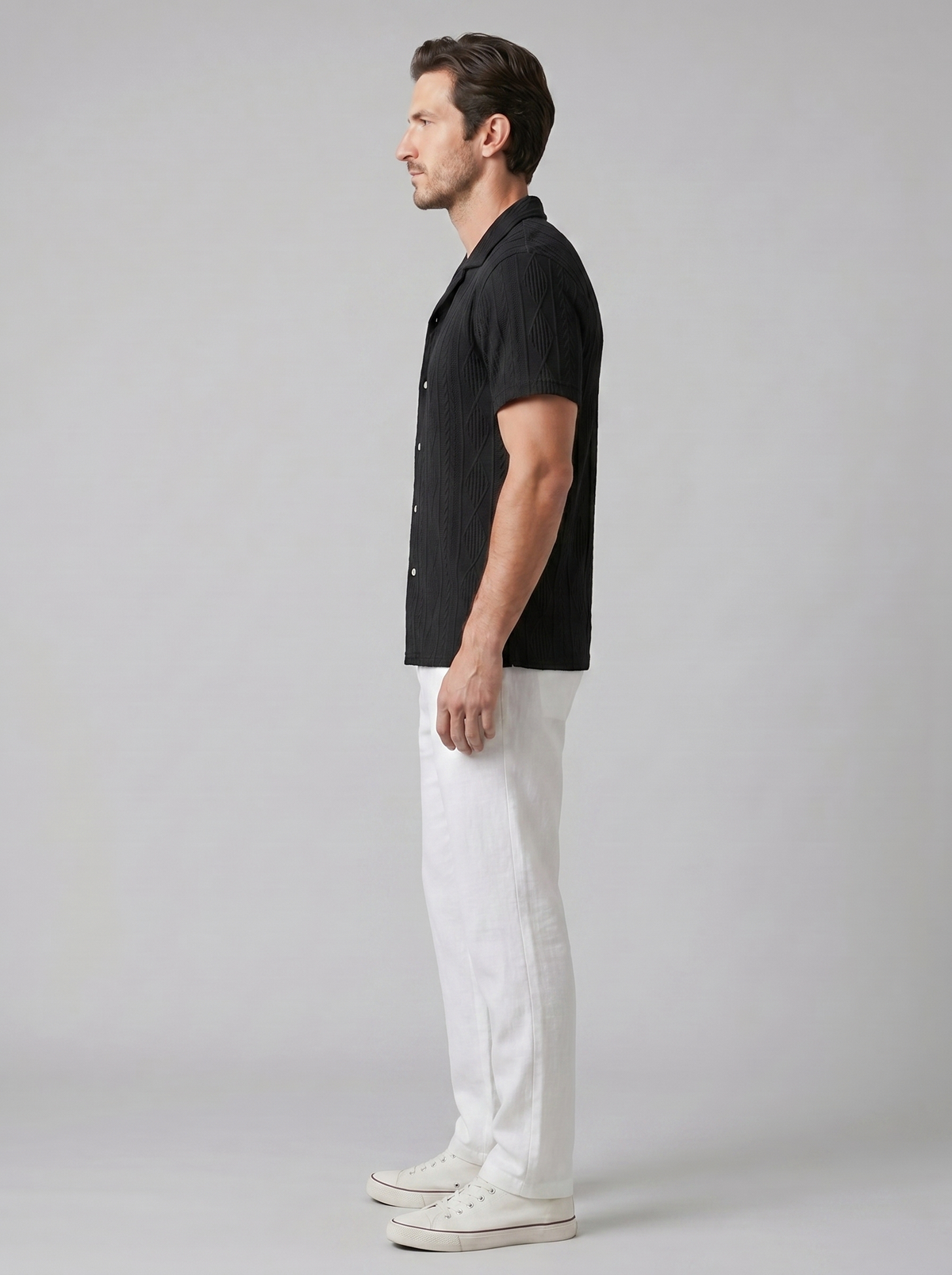 Open-Knit Shirt Trousers Set Heren Zomer Casual