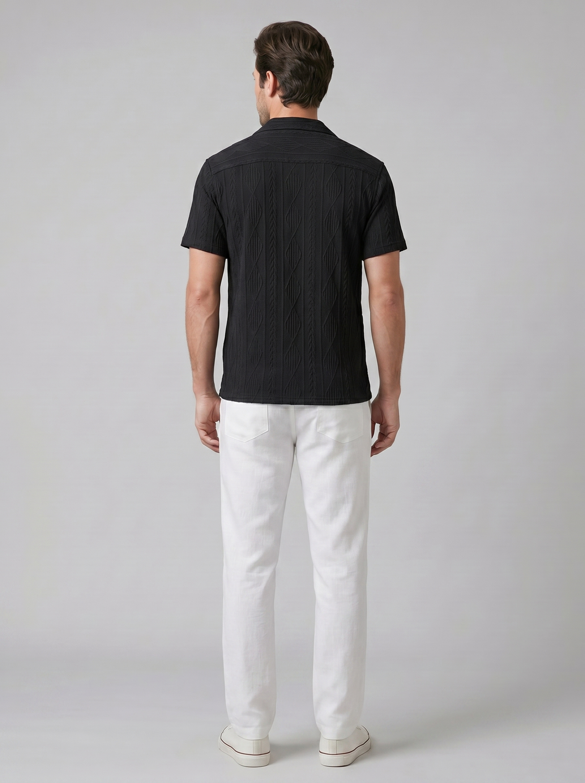Open-Knit Shirt Trousers Set Heren Zomer Casual