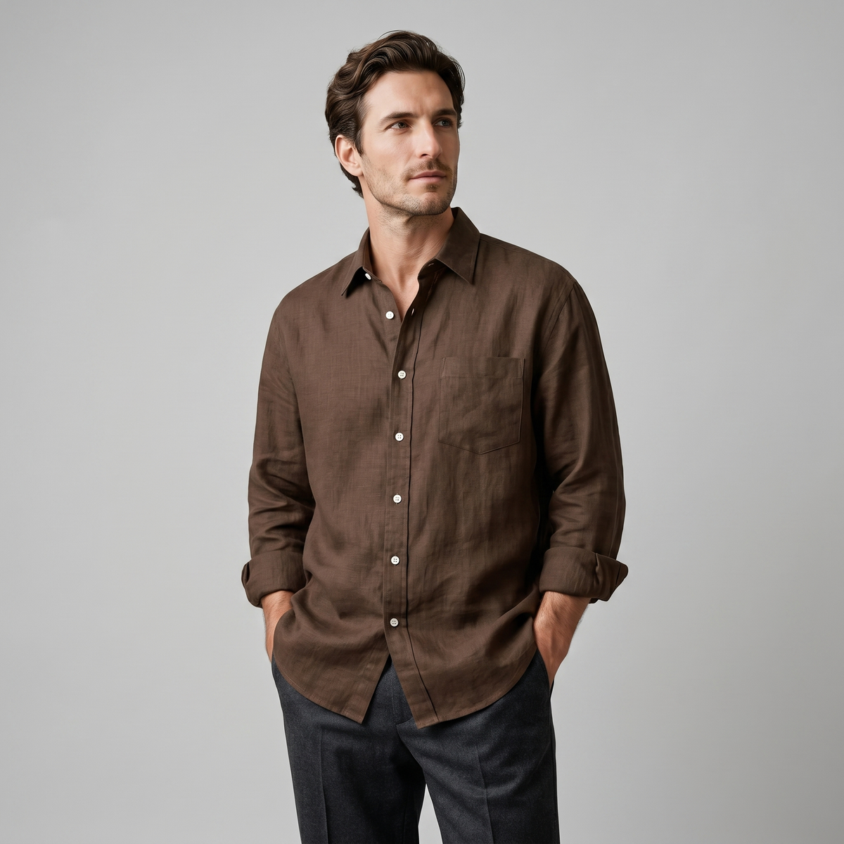 Overhemd Heren Oversized Lange Mouwen Casual