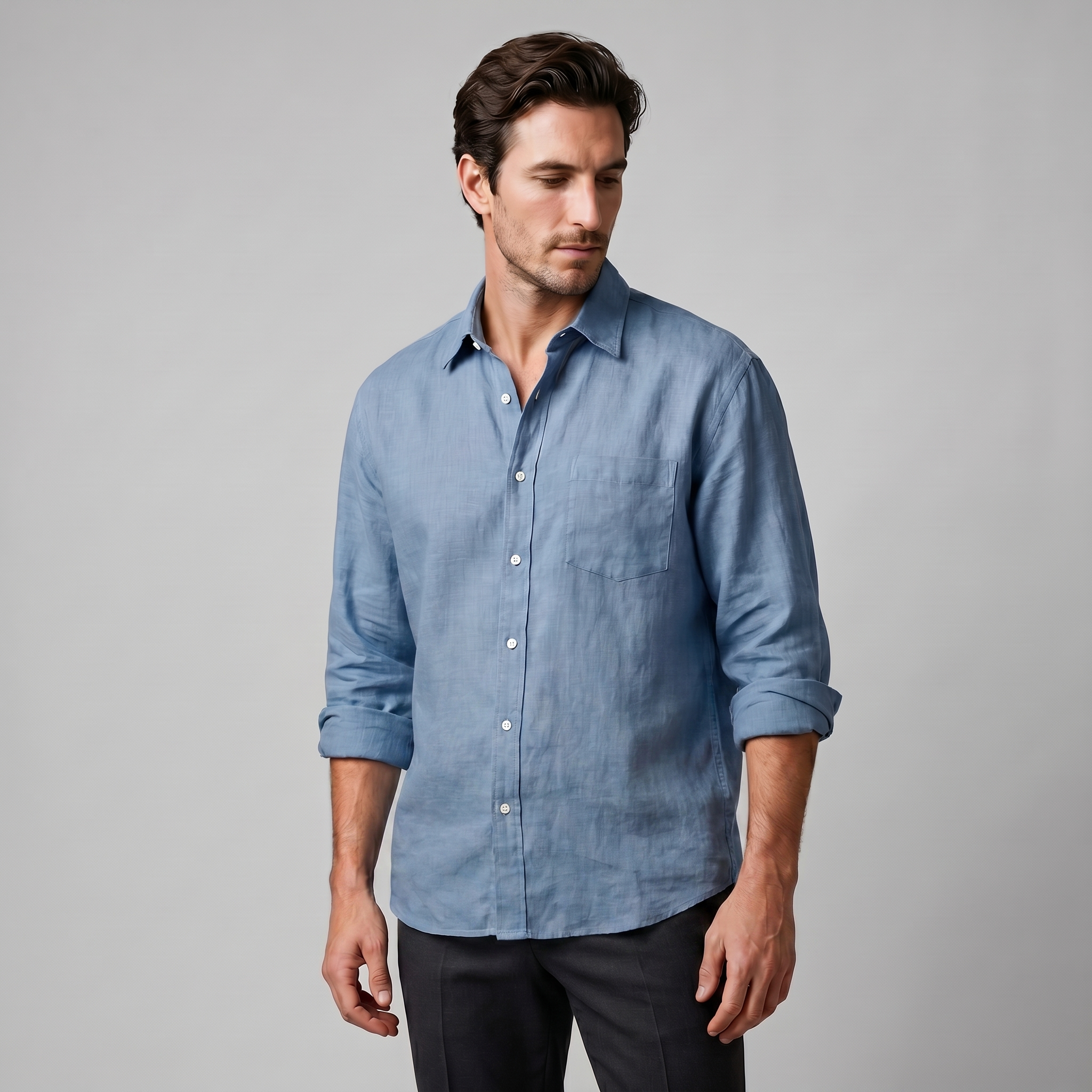 Overhemd Heren Oversized Lange Mouwen Casual