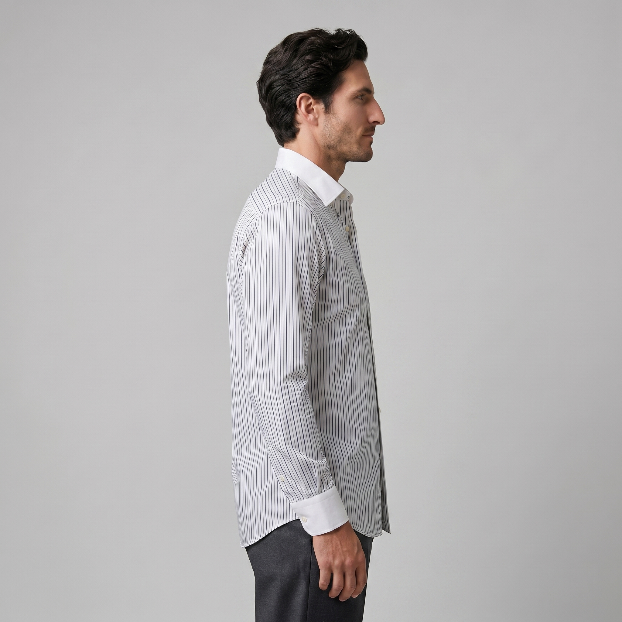 Overhemd Heren Slim Fit Lange Mouwen Gestreept Formeel