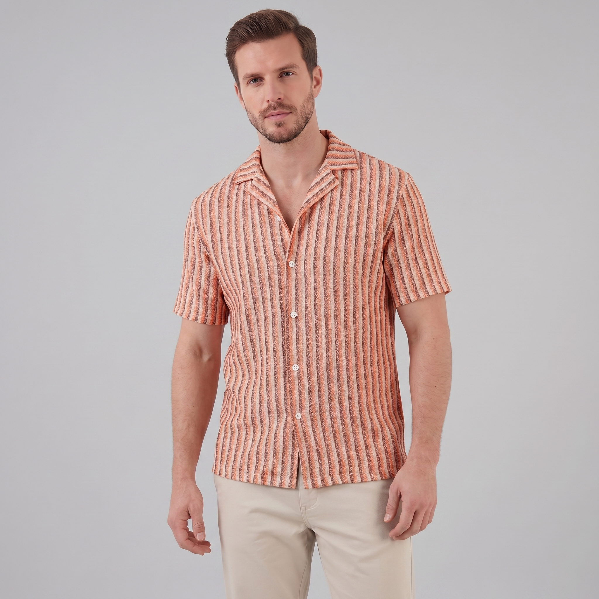 Overhemd Heren Verticale Strepen Resort Casual Zomer