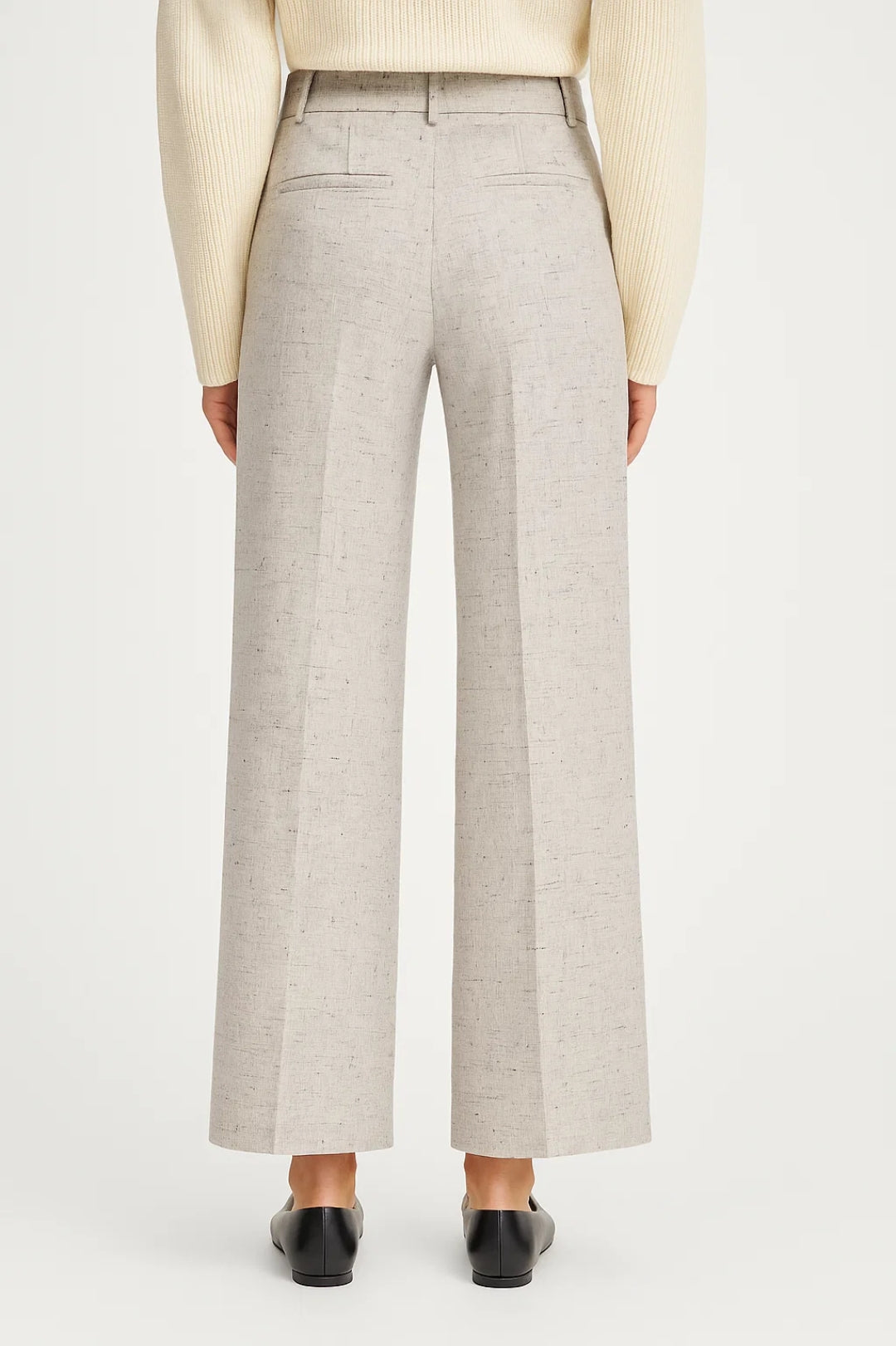 Pantalon Dames Wijde Pijp High Waist Persvouw Casual