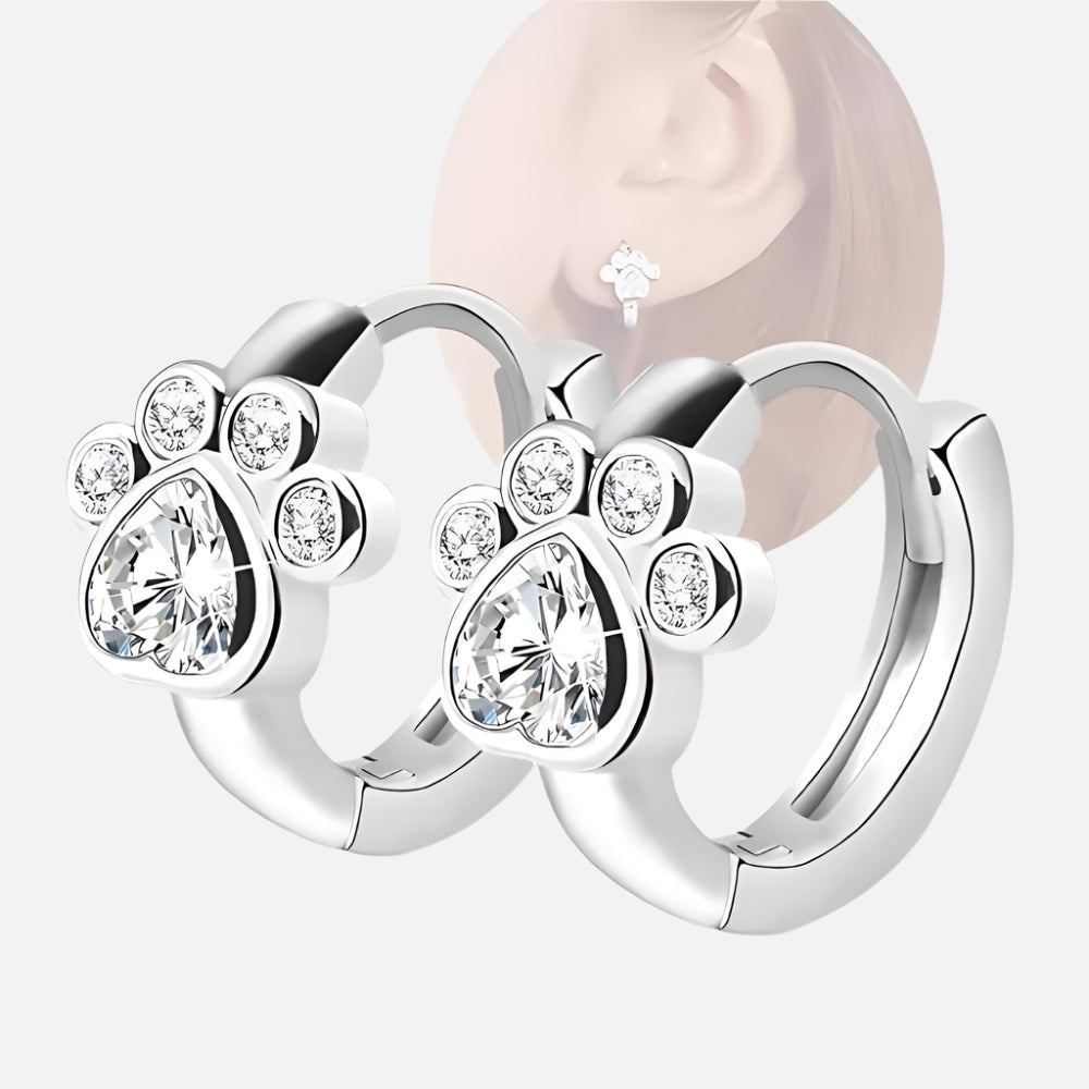 Paw Huggie Hoops met Sprankelende Zirconia