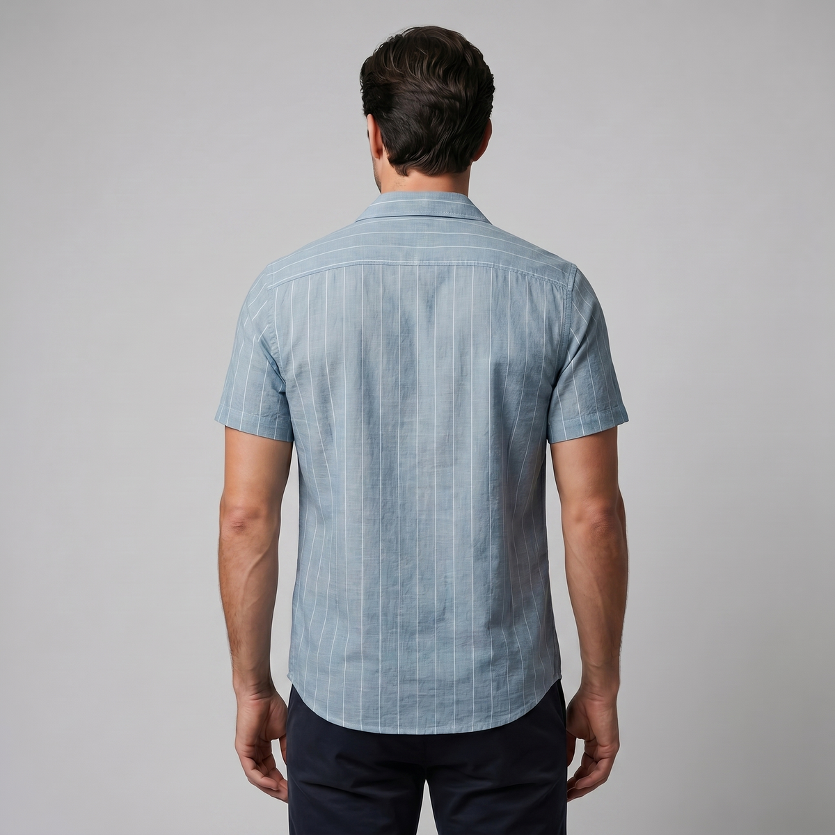 Pinstripe Camp Shirt Heren Korte Mouwen Casual Zomer