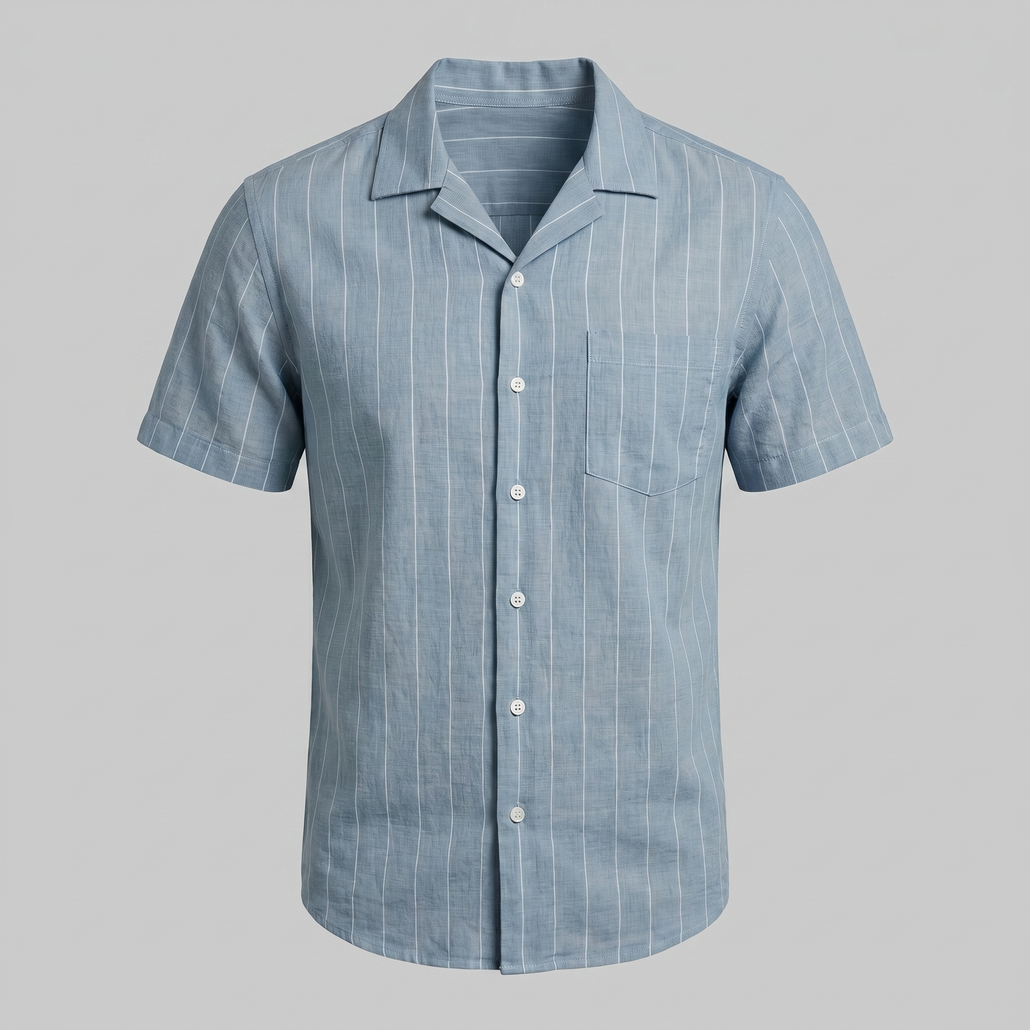 Pinstripe Camp Shirt Heren Korte Mouwen Casual Zomer