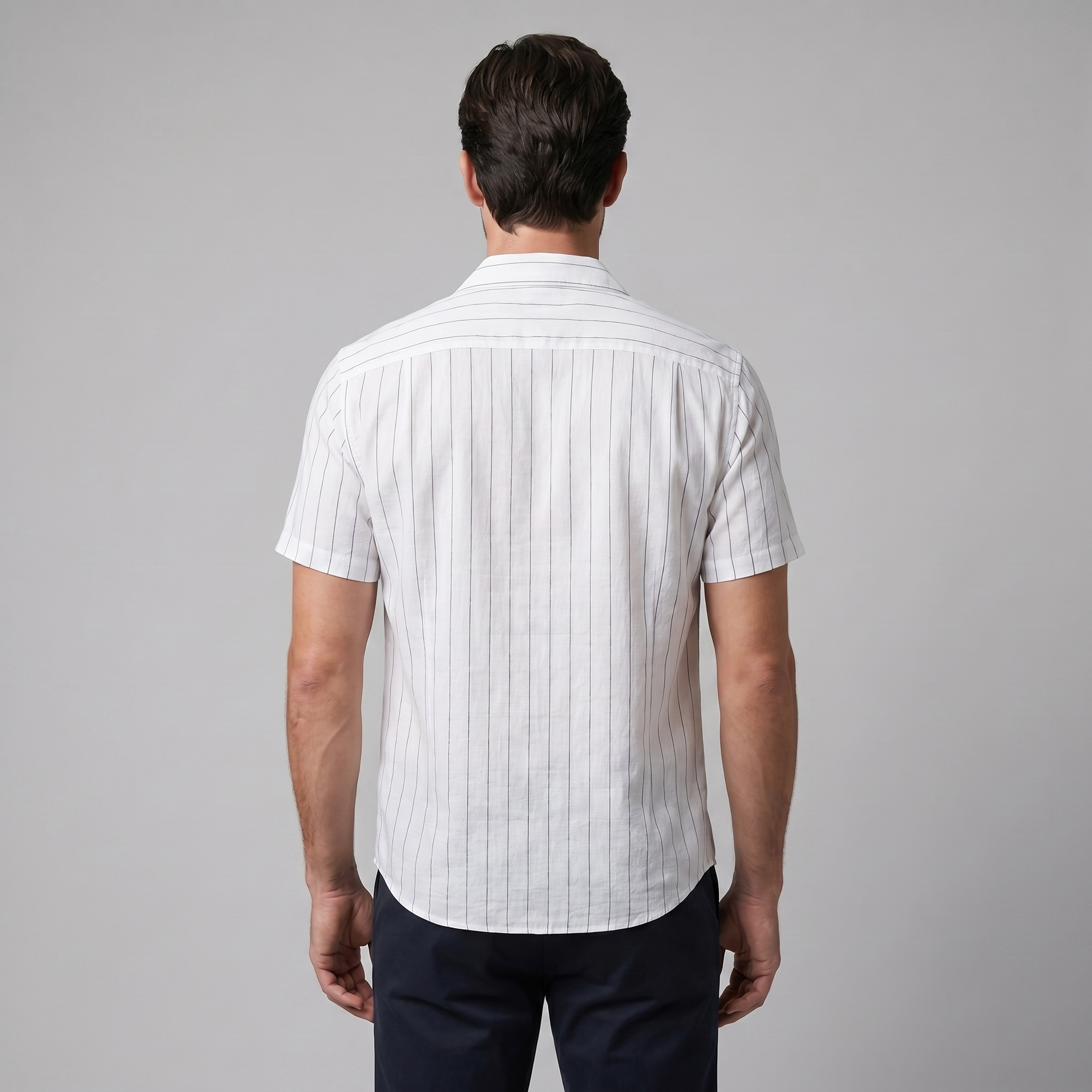 Pinstripe Camp Shirt Heren Korte Mouwen Casual Zomer