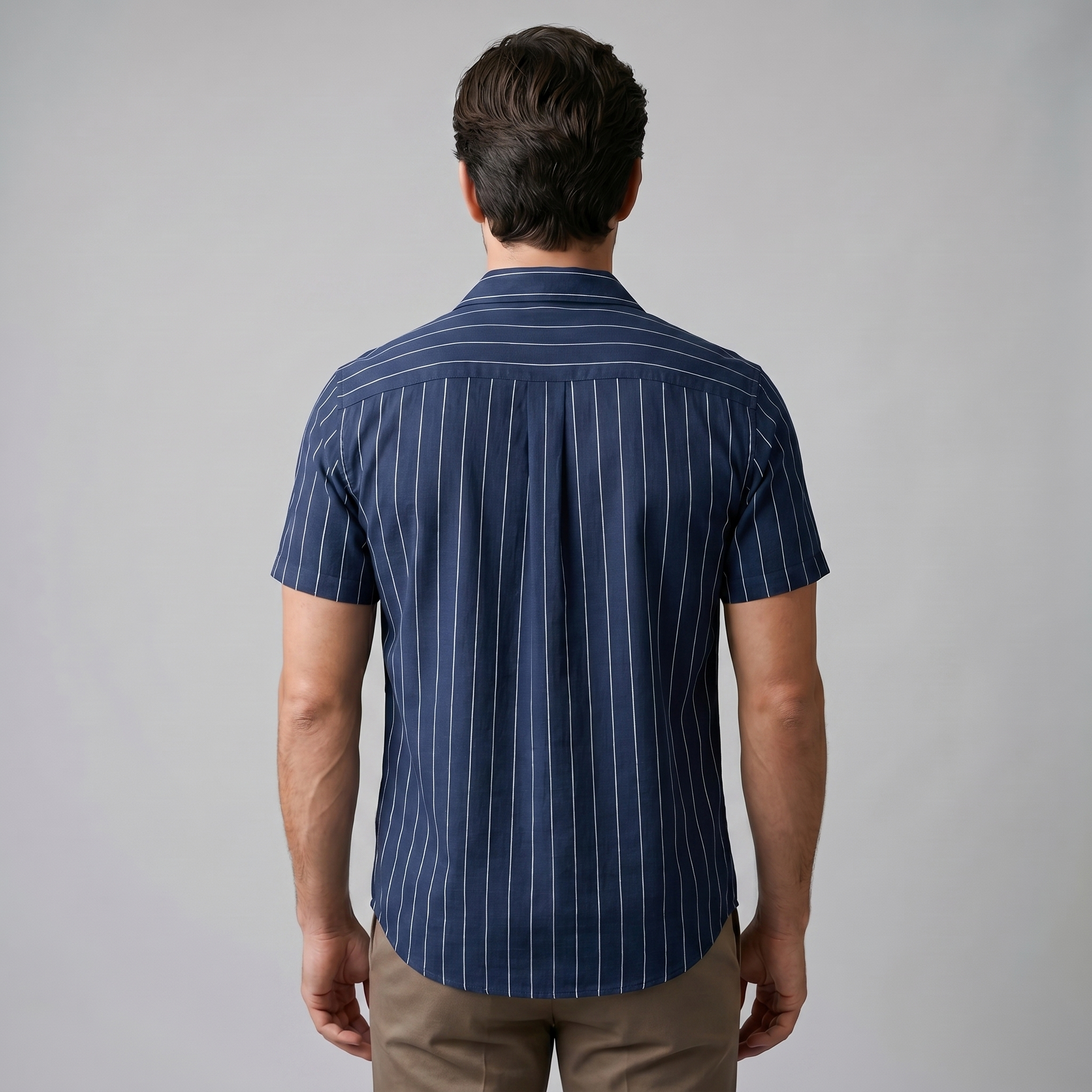 Pinstripe Camp Shirt Heren Korte Mouwen Casual Zomer
