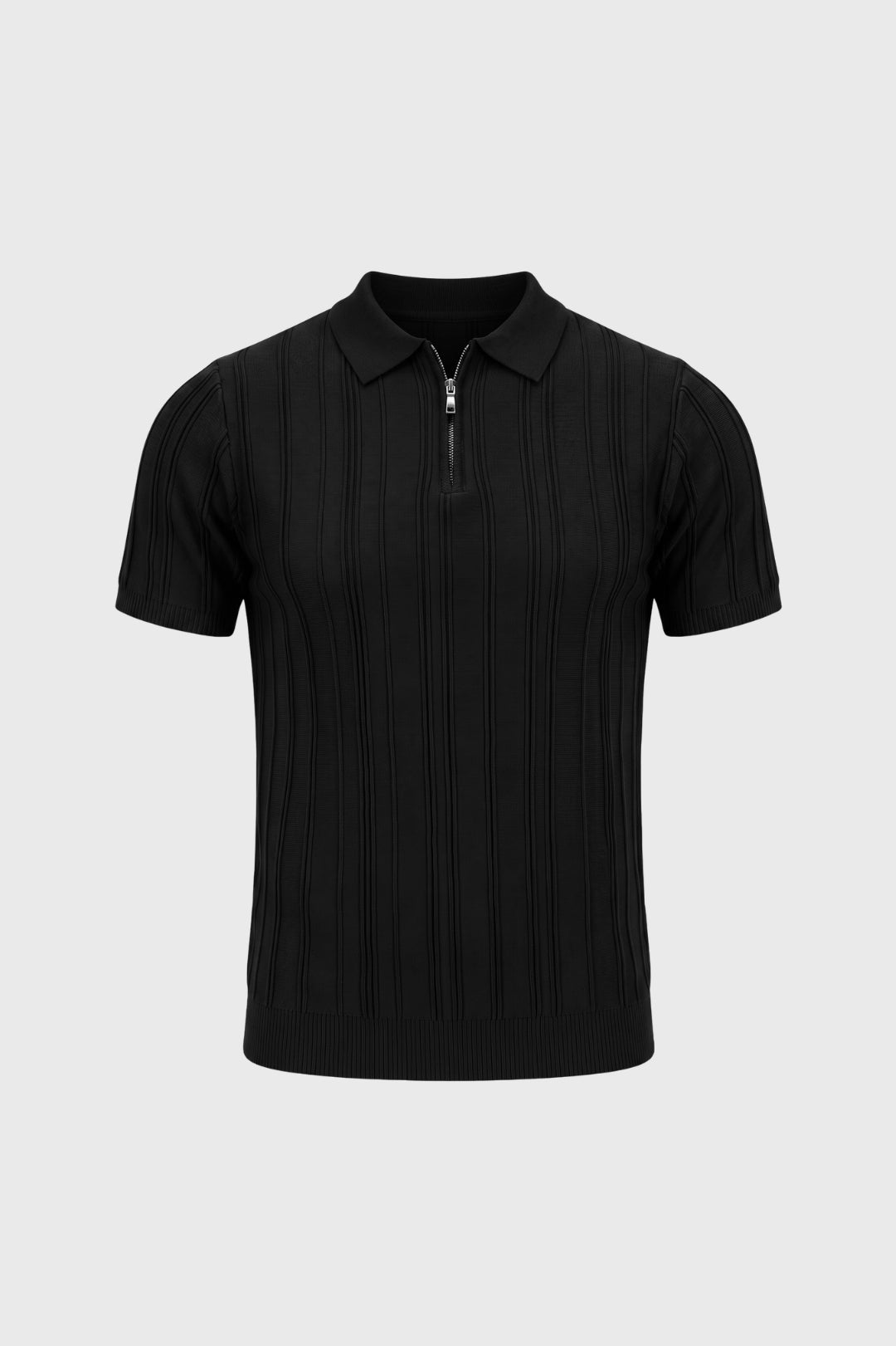Polo Heren Regular Fit Halve Rits Geribde Textuur