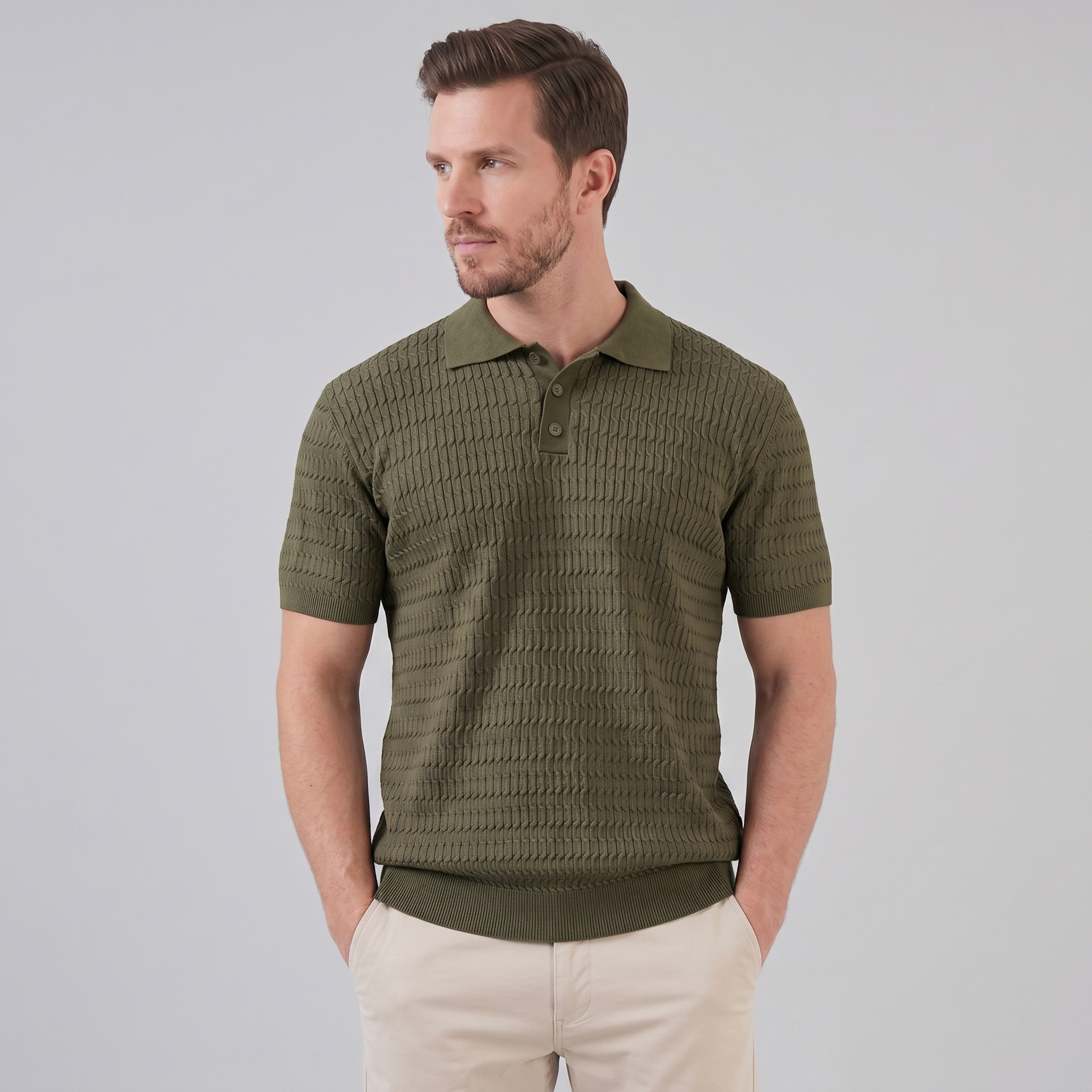 Polo Heren Slim Fit Lange Mouwen Smart Casual