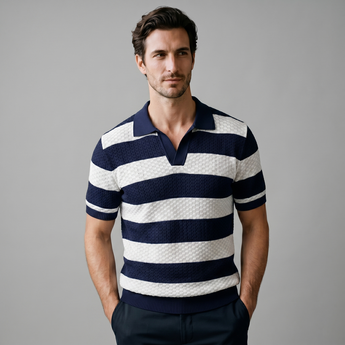 Polo Lange Mouwen Heren Smart Casual Gestreept
