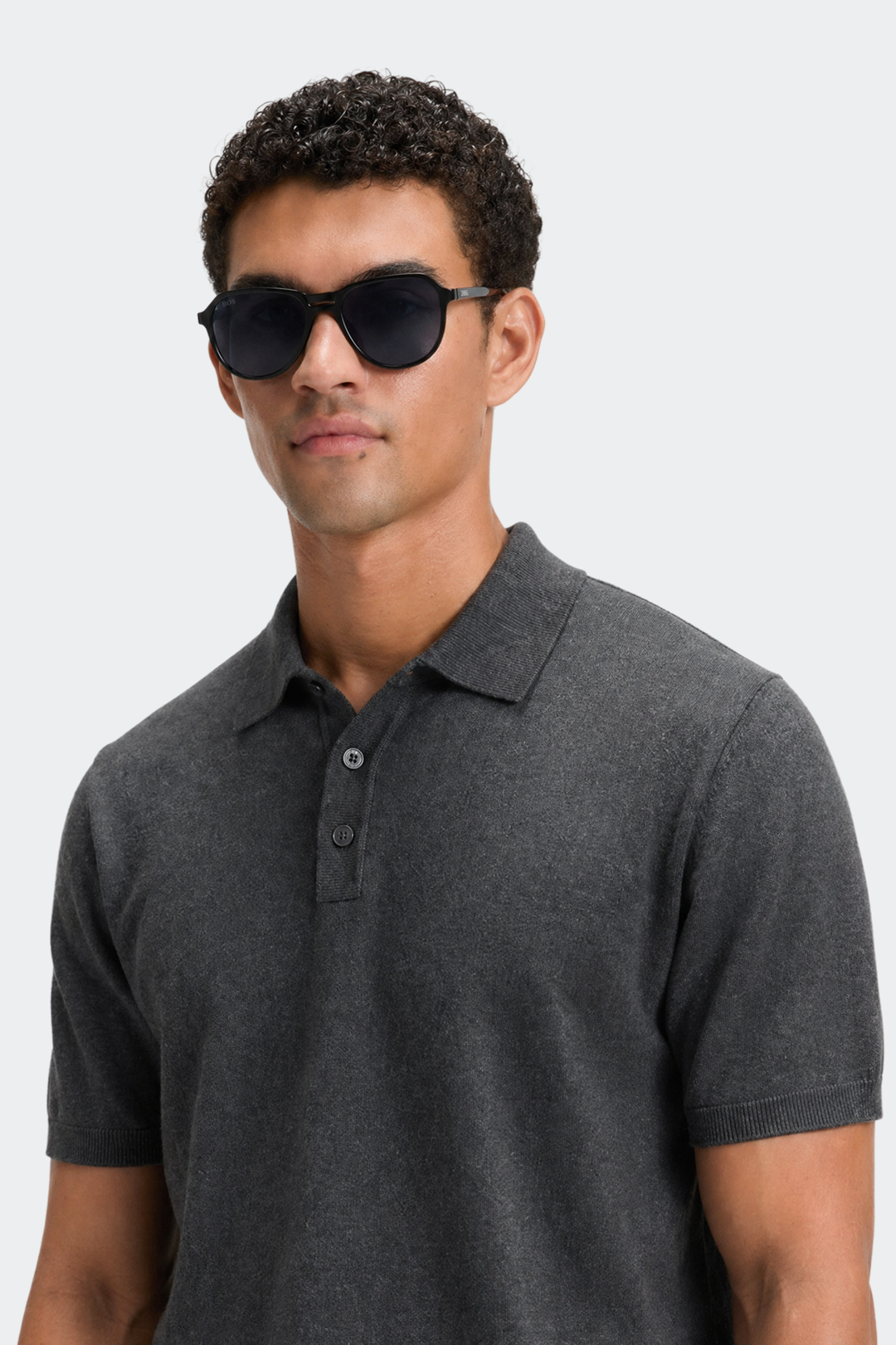Polo Shirt Heren Gebreide Kraag Drie Knopen