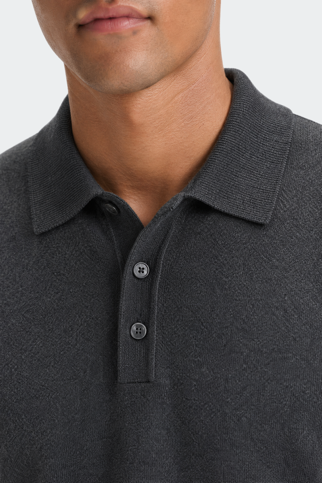 Polo Shirt Heren Gebreide Kraag Drie Knopen