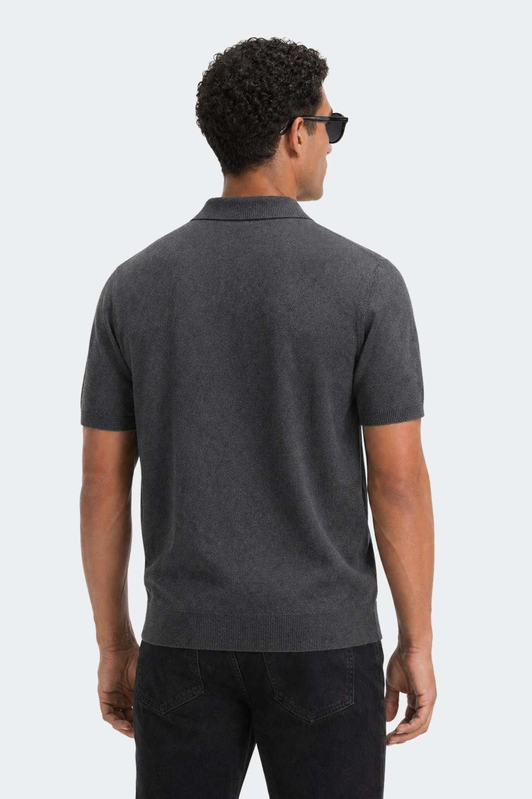 Polo Shirt Heren Gebreide Kraag Drie Knopen