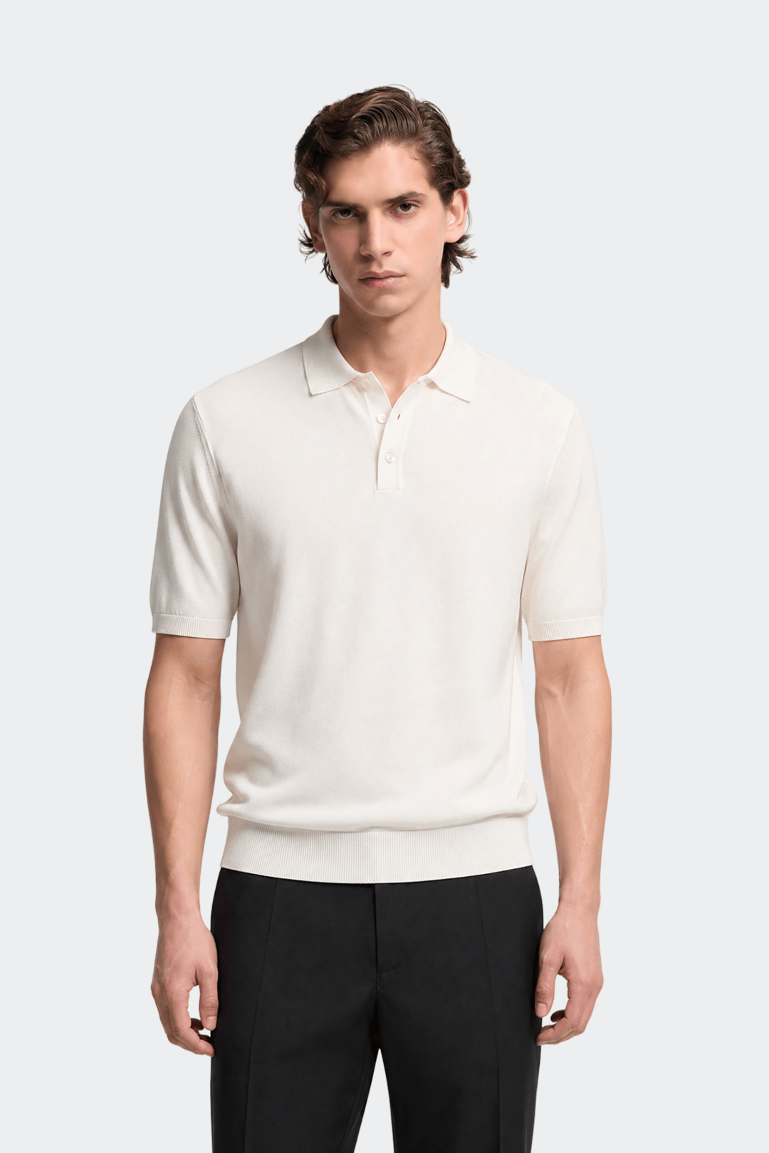 Polo Shirt Heren Gebreide Kraag Drie Knopen