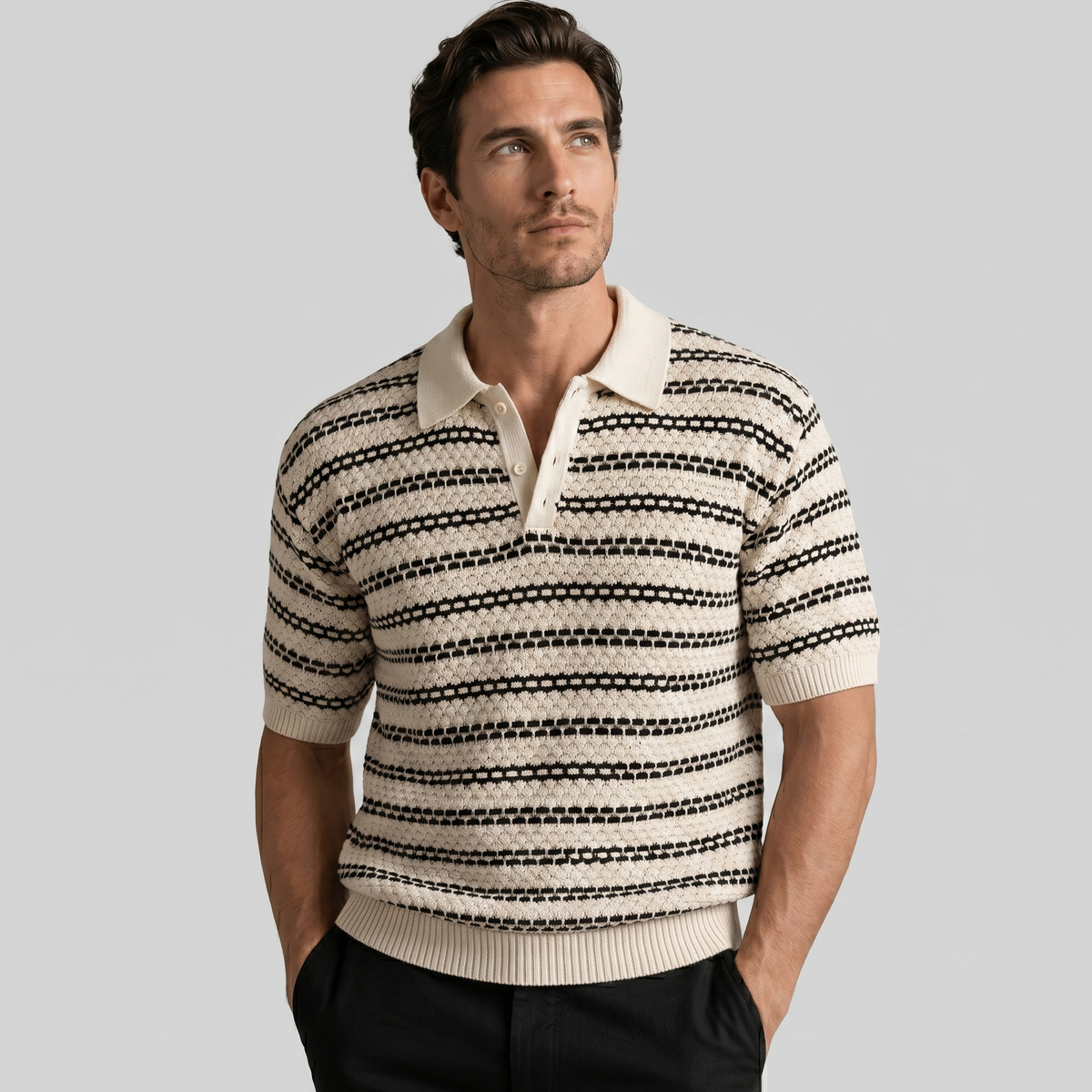 Polo Shirt Heren Gestreept Tailored Fit Casual