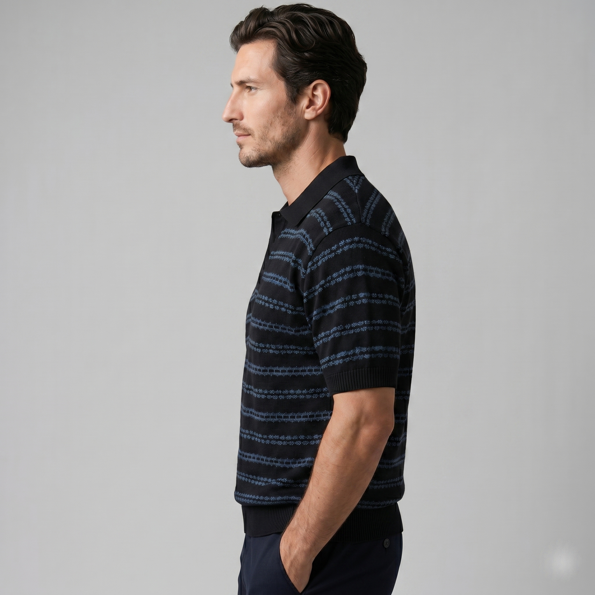 Polo Shirt Heren Gestreept Tailored Fit Casual