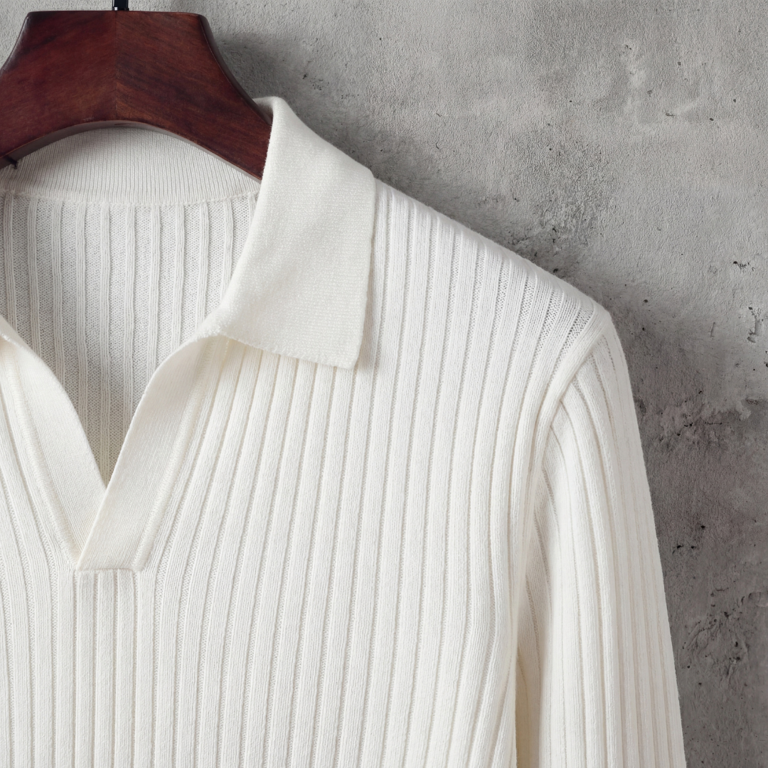 Polo Shirt Heren Lange Mouwen V-Hals Casual