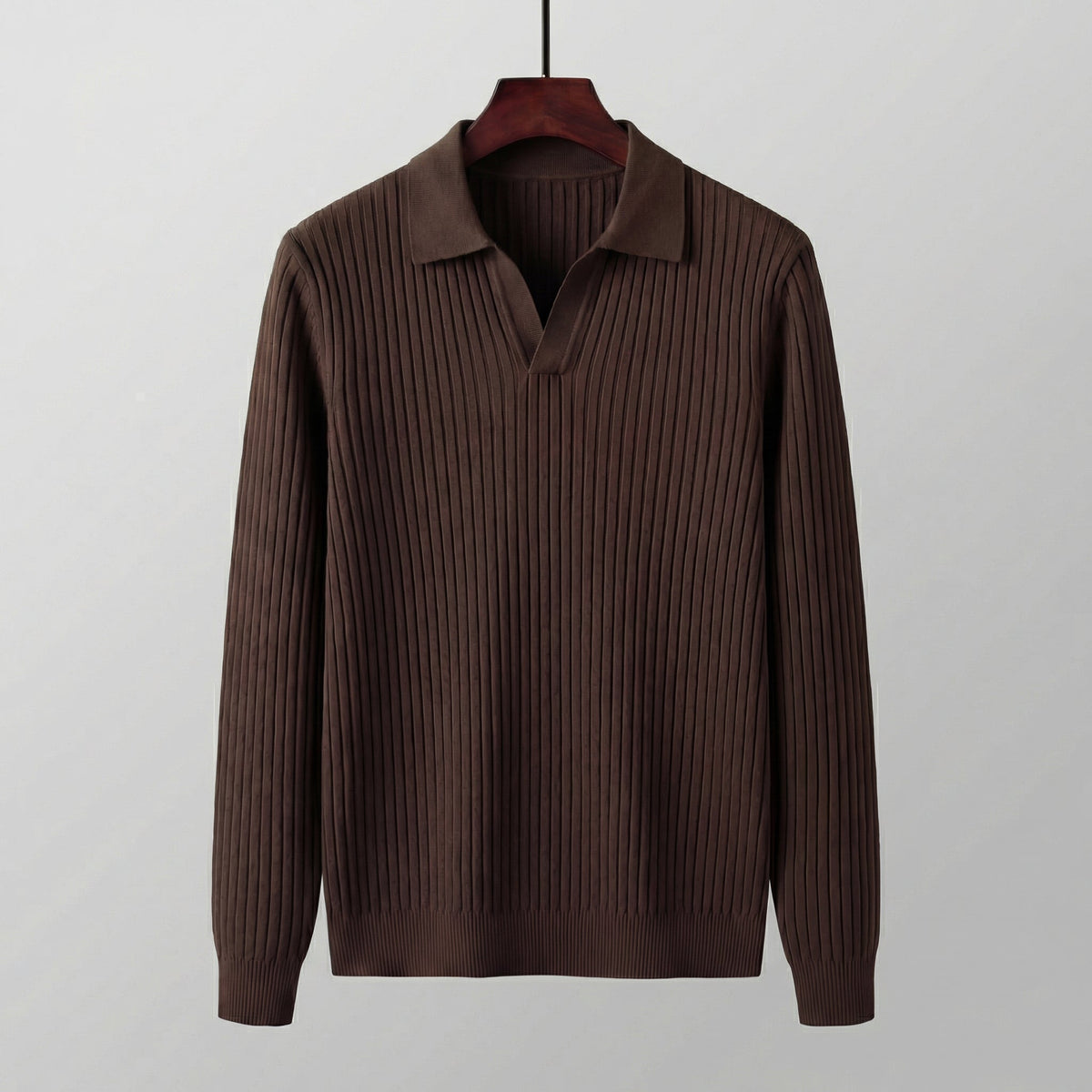 Polo Shirt Heren Lange Mouwen V-Hals Casual
