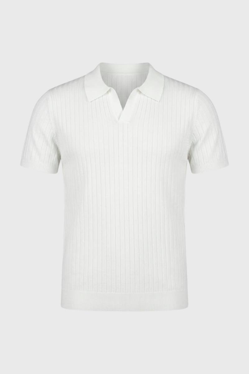 Polo Shirt Heren Regular Fit Geribde Knit Korte Mouwen
