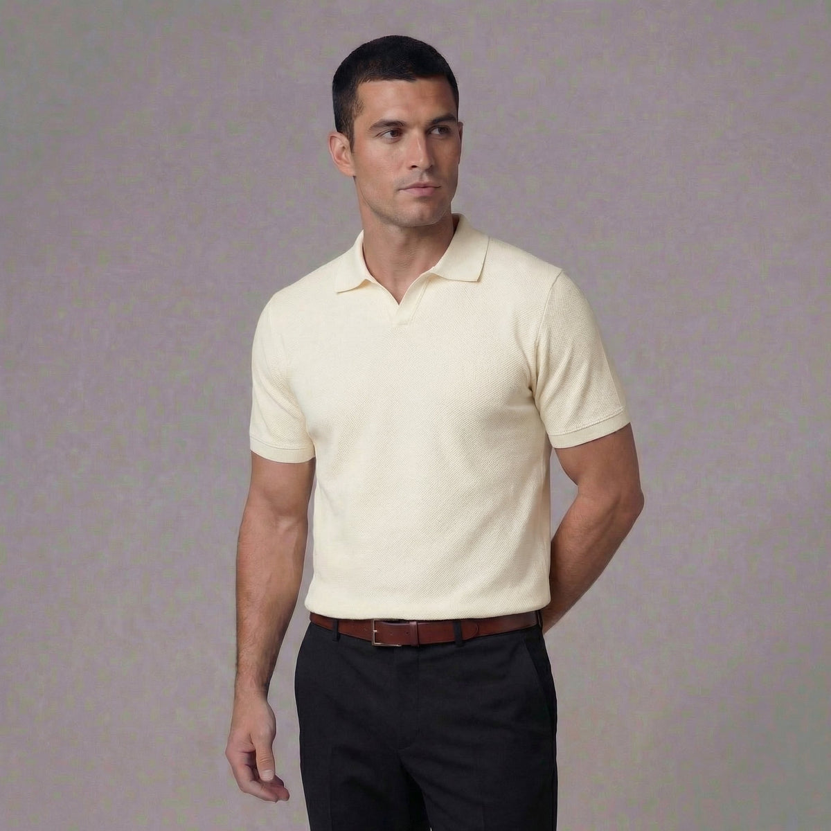 Polo Shirt Heren V-Hals Structured Casual Chic