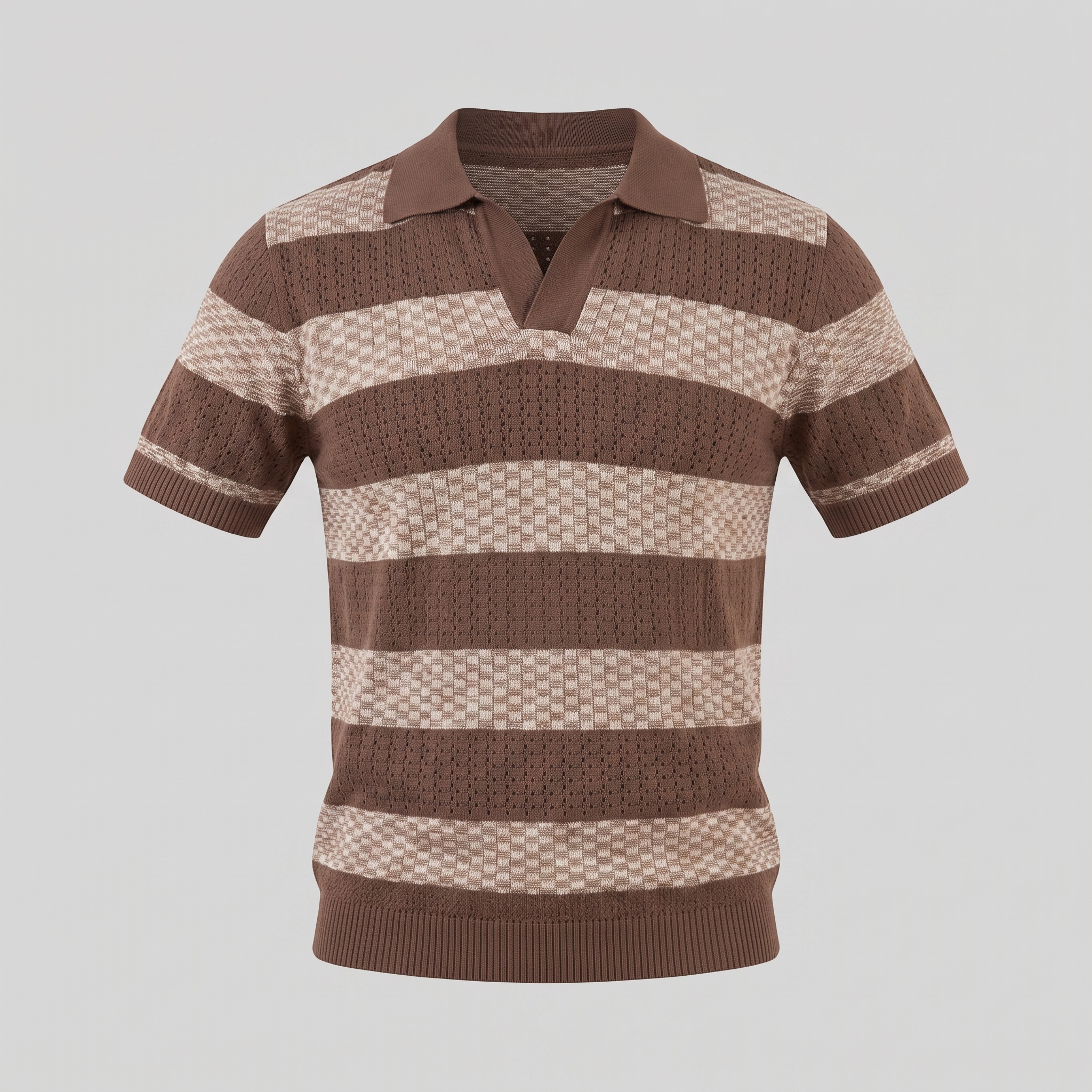 Poloshirt Heren Gebreide Textuur Lange Mouwen Casual Zomer