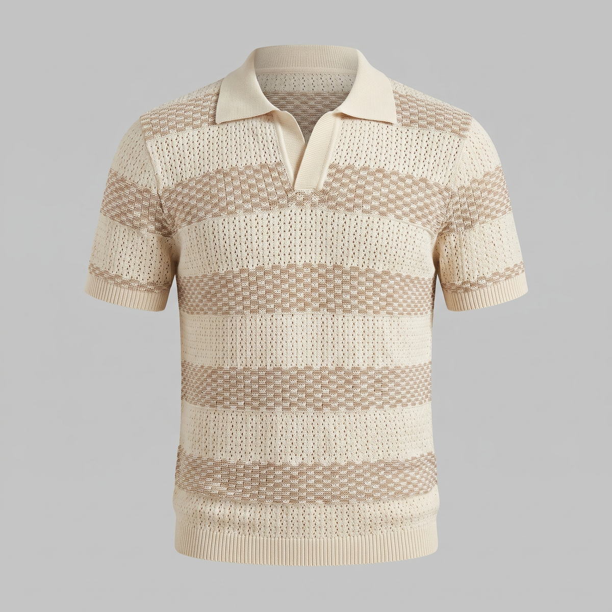 Poloshirt Heren Gebreide Textuur Lange Mouwen Casual Zomer