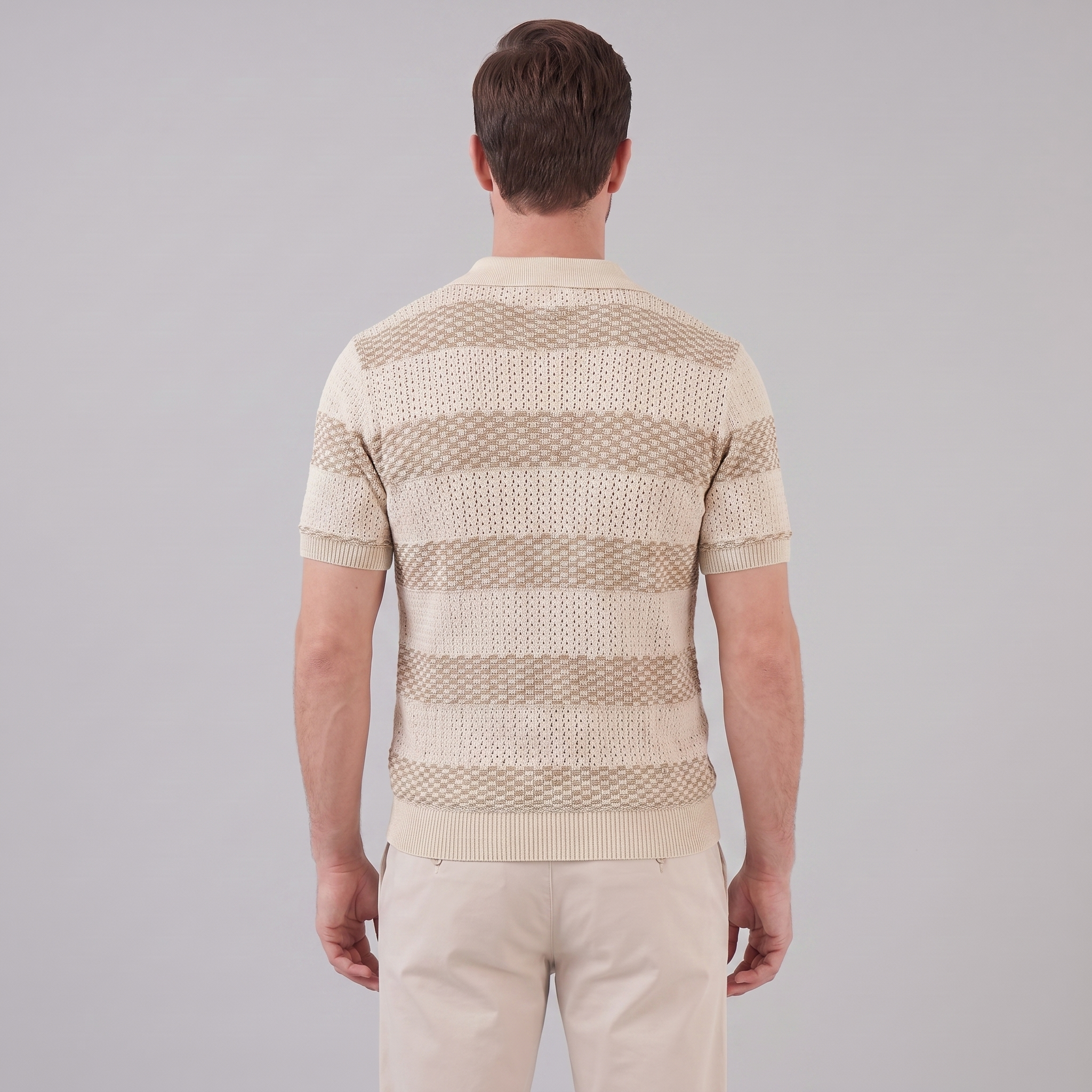 Poloshirt Heren Gebreide Textuur Lange Mouwen Casual Zomer