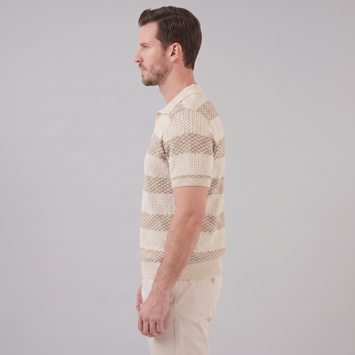 Poloshirt Heren Gebreide Textuur Lange Mouwen Casual Zomer