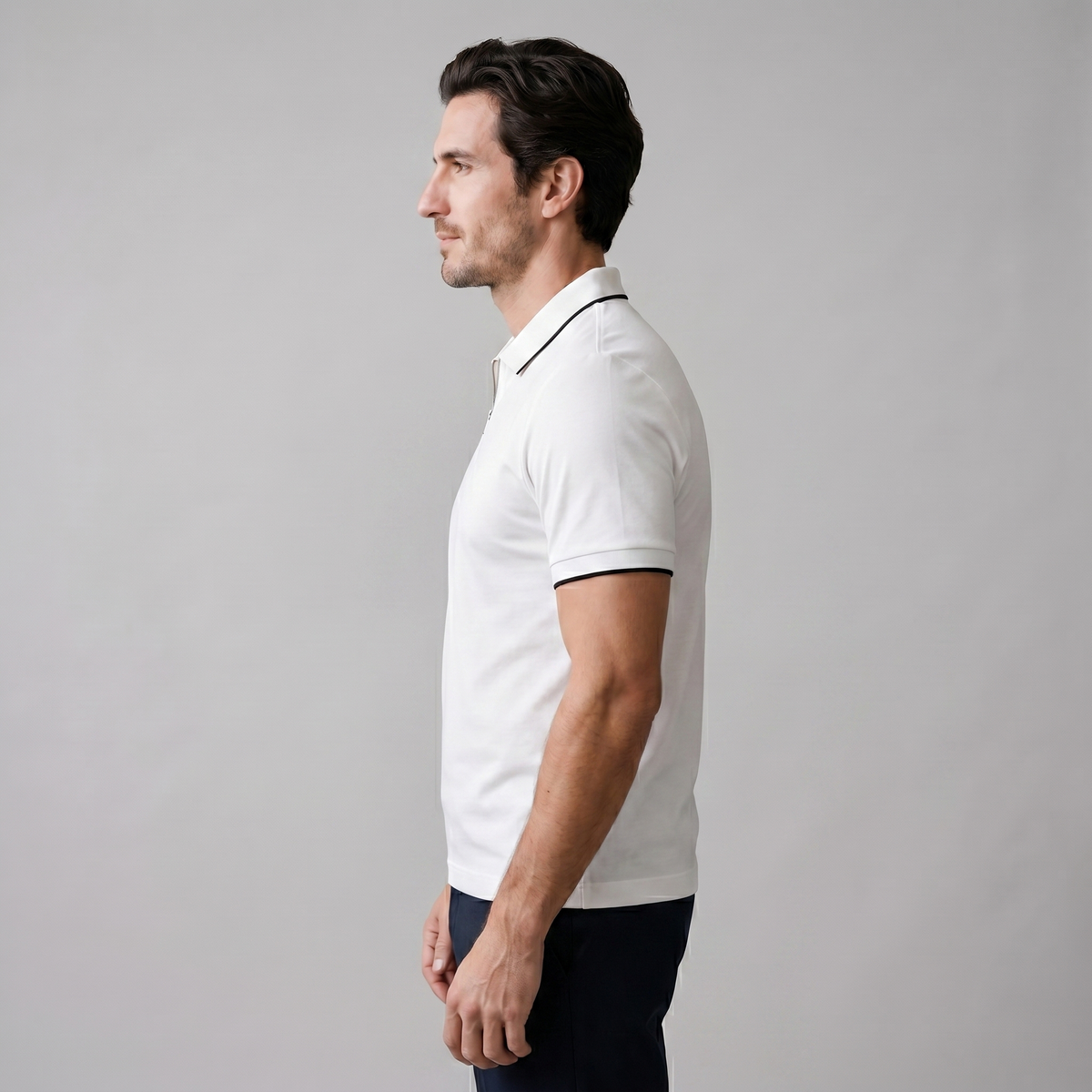 Poloshirt Heren Korte Mouwen Rits Casual