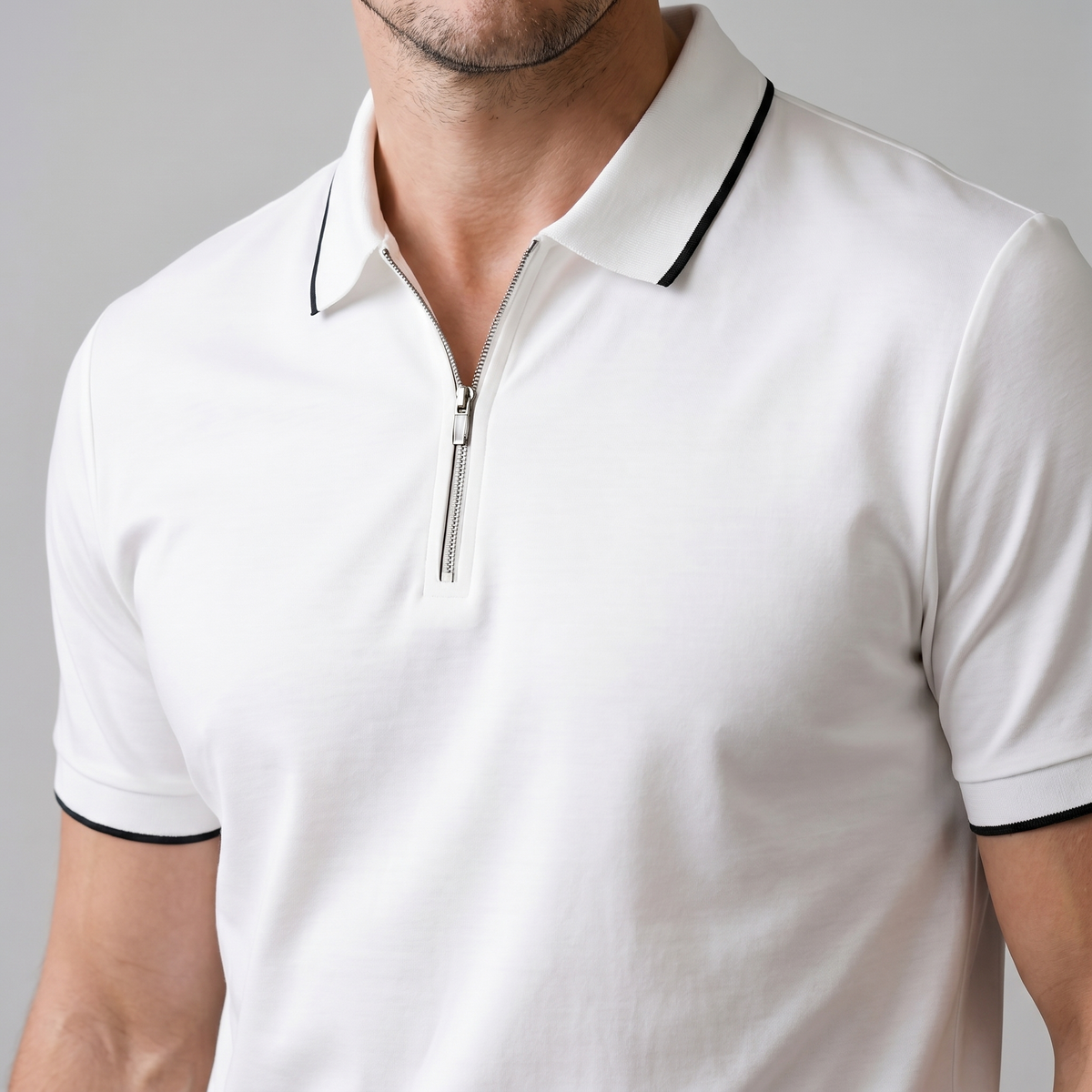 Poloshirt Heren Korte Mouwen Rits Casual