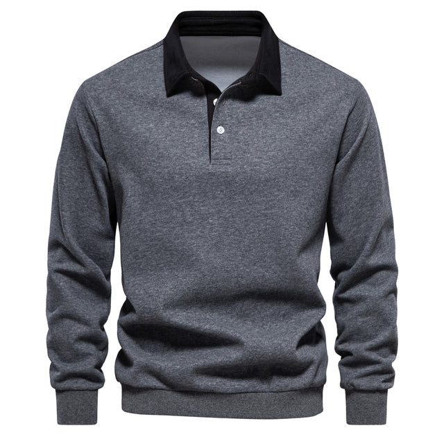 Poloshirt Heren Lange Mouwen Slim Fit Casual