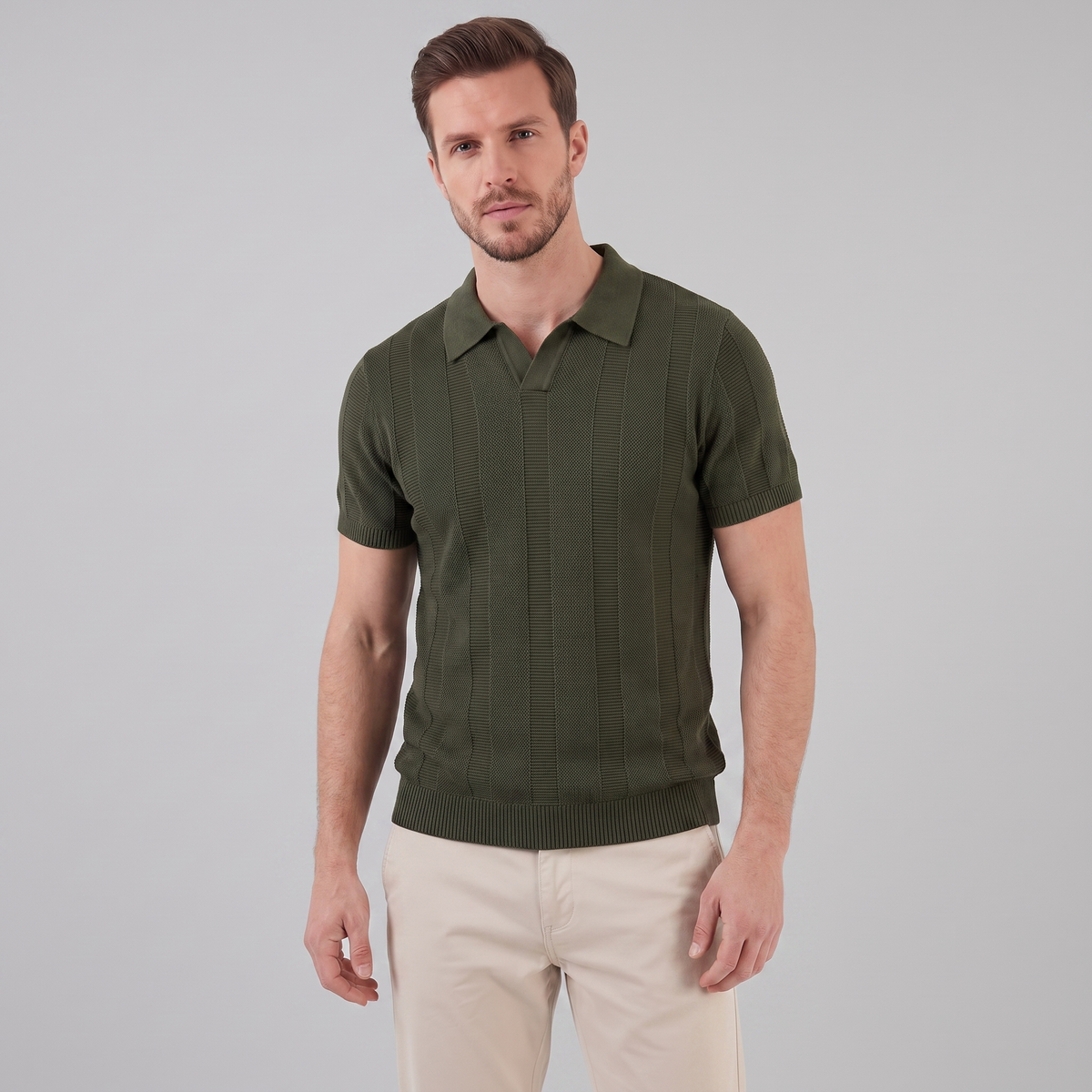 Poloshirt Heren Open Knit Casual Zomer