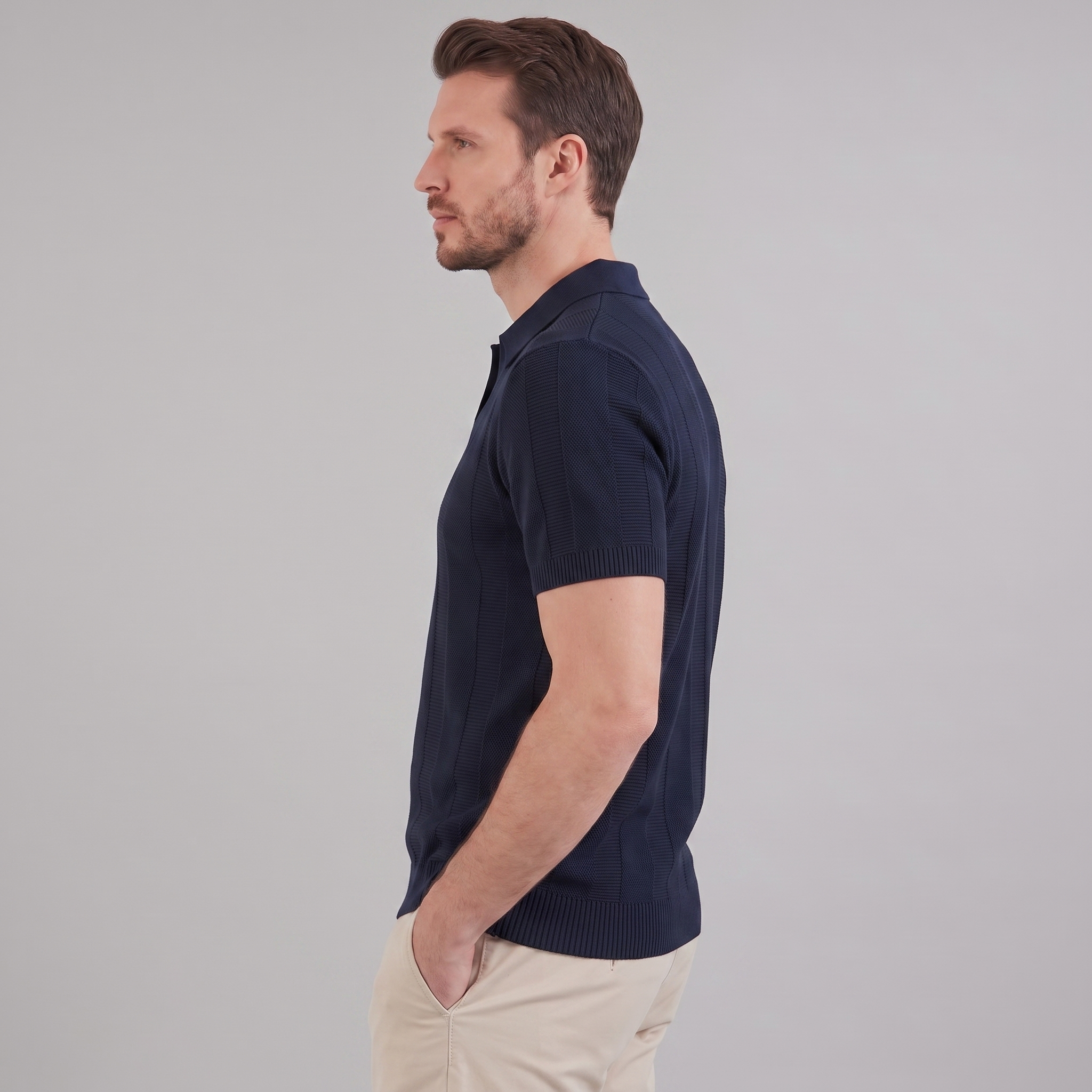 Poloshirt Heren Open Knit Casual Zomer