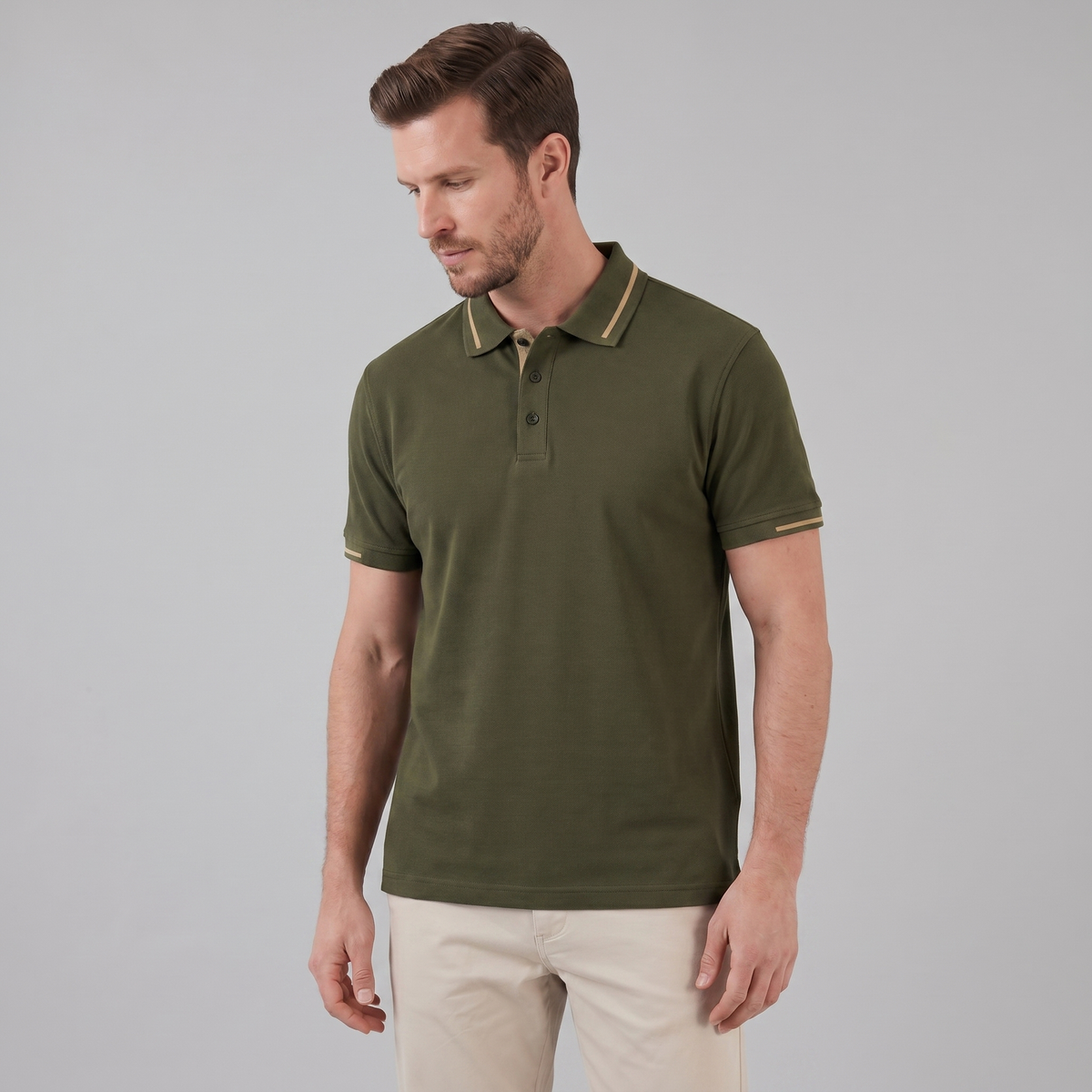 Poloshirt Heren Tailored Fit Contrast Kraag Casual